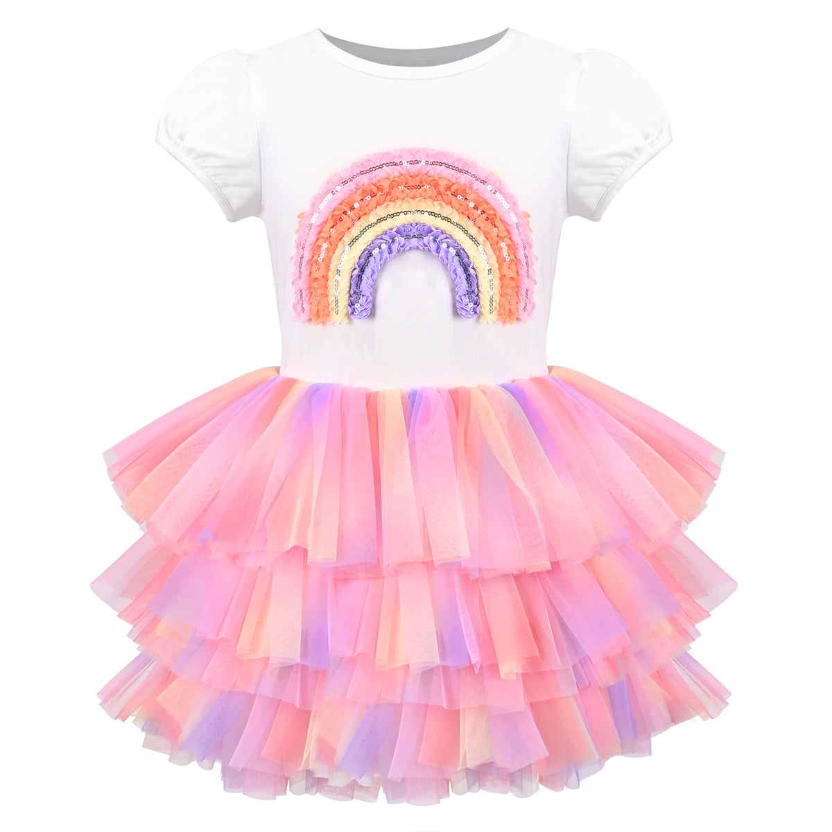 Girls Dress Purple Tutu Dancing Swan Ballet Sparkling Sequin - Rainbow Sequin