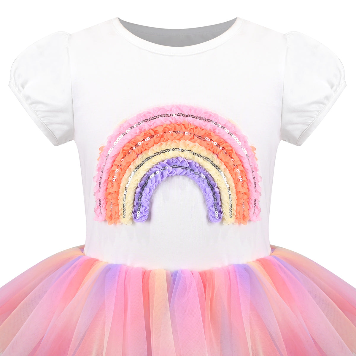 Girls Dress Purple Tutu Dancing Swan Ballet Sparkling Sequin - Rainbow Sequin