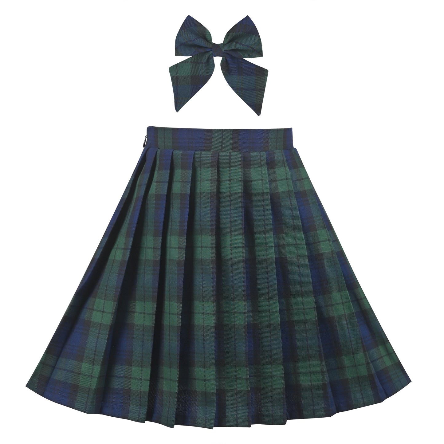 Girls Skirt Kids School Uniform Set Red Tartan Pleated Hem Skirt Green