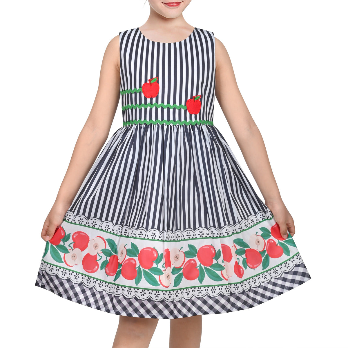Girls Dress Brown Butterfly Double Bow Tie Party Kids Sundress - Blue Apple