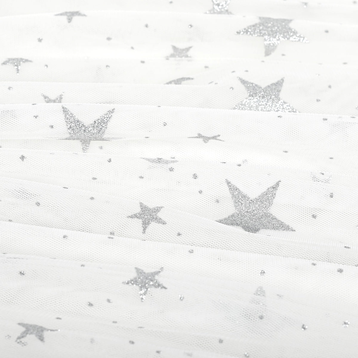 Girls Dress Tutu Skirt Cake Layered Grey Suspender Shiny Star Sleeveless - White Star