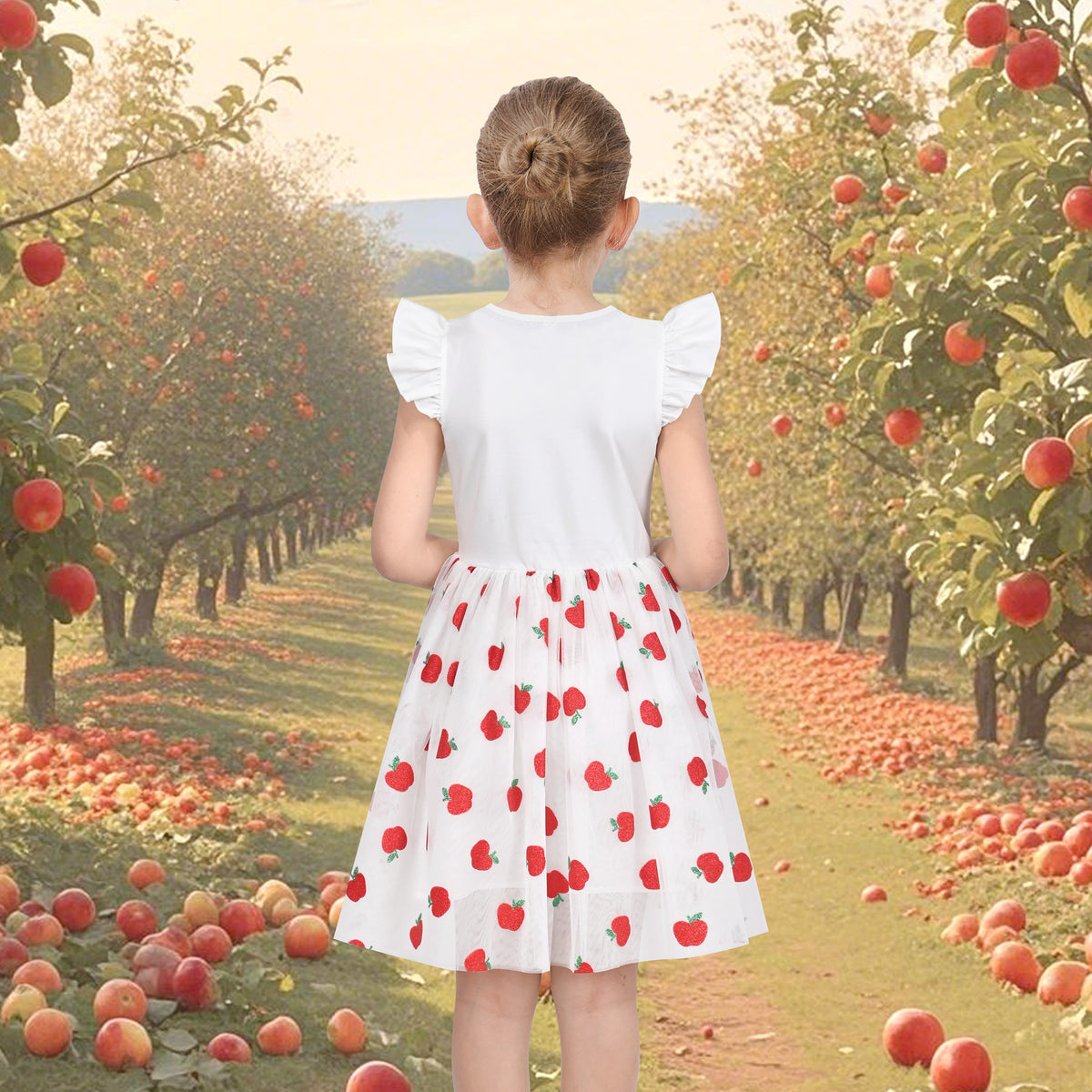 Girls Dress Tutu Skirt Cake Layered Grey Suspender Shiny Star Sleeveless - Red Apple