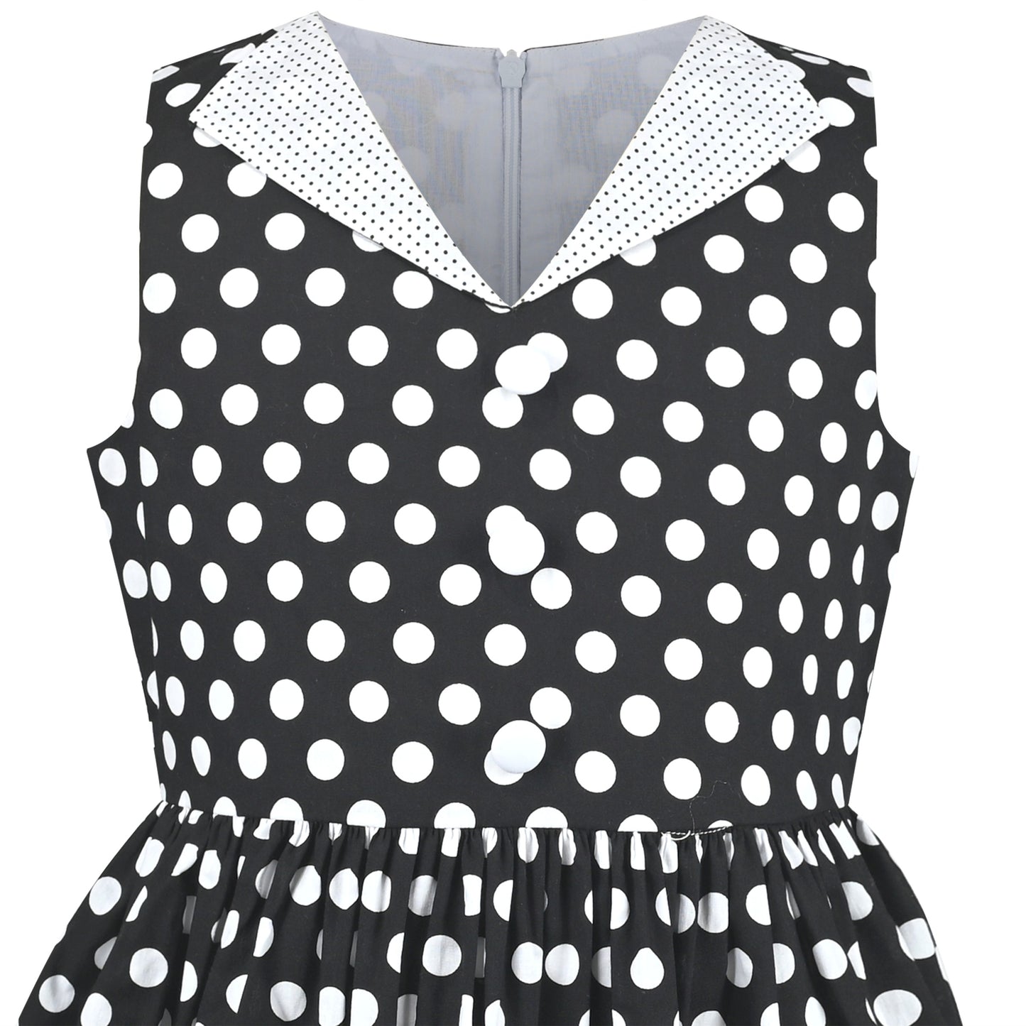 Girls Dress Pink Polka Dot Pocket Button School Summer Sleeveless Cotton Black