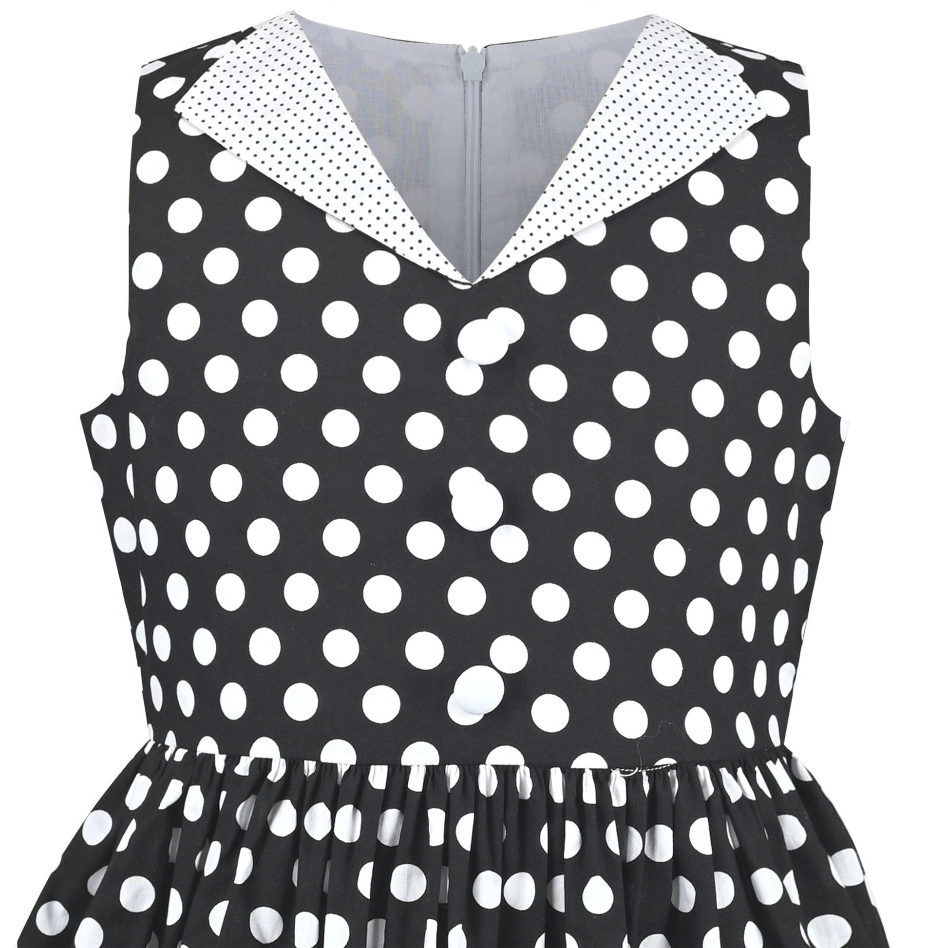 Girls Dress Pink Polka Dot Pocket Button School Summer Sleeveless Cotton Black