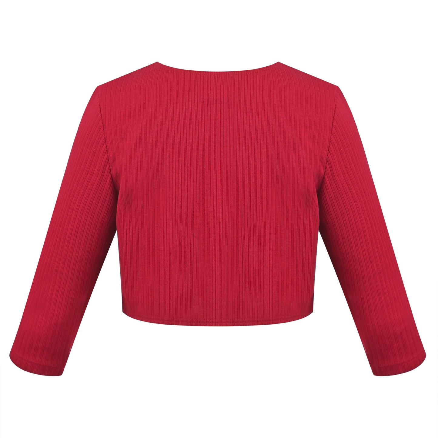 Girls Bolero Shrug Cropped Cardigan Long Sleeve Button Knit Sweater Black Red