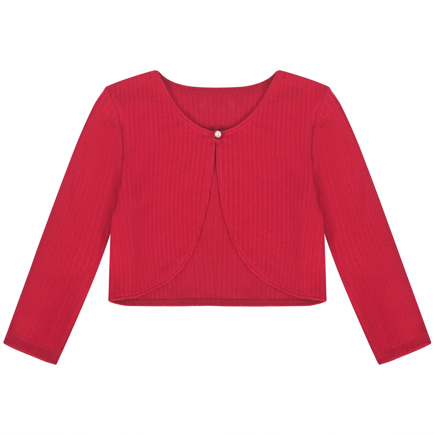 Girls Bolero Shrug Cropped Cardigan Long Sleeve Button Knit Sweater Black Red