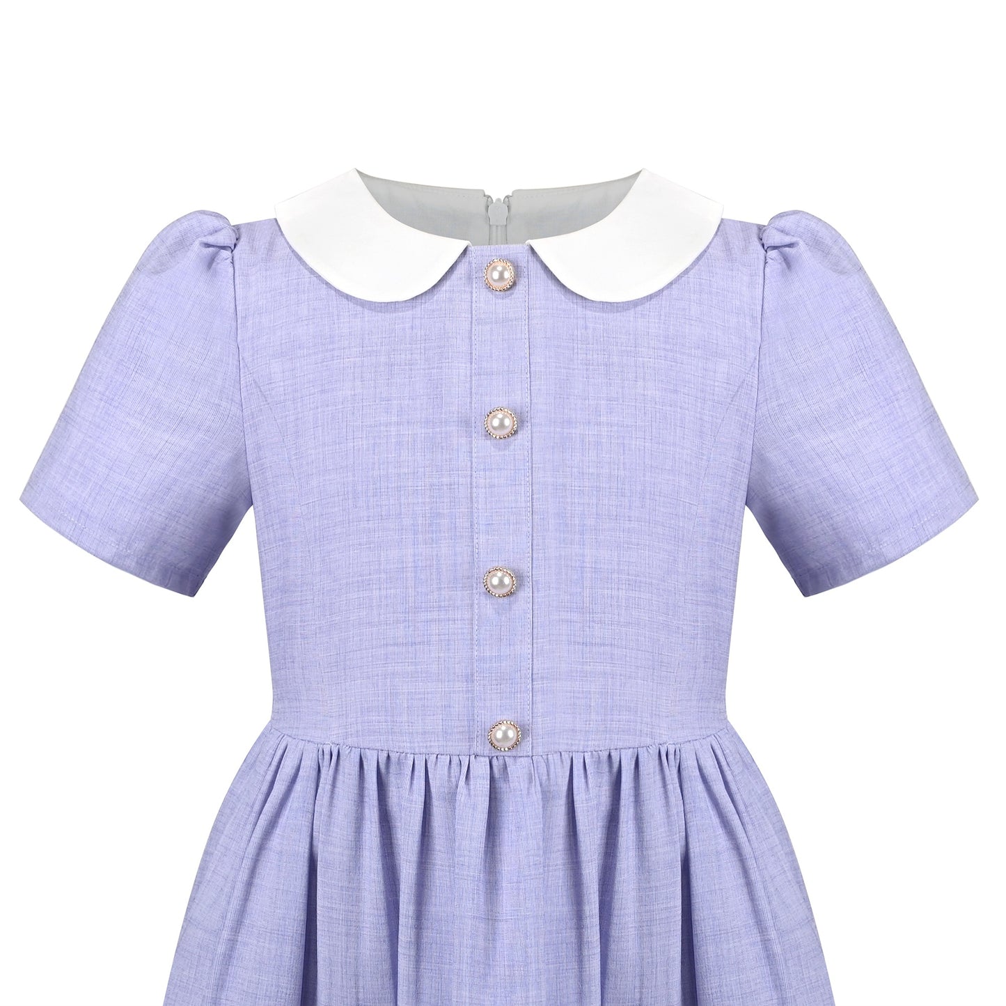 Girls Dress Purple Rainbow White Collar Short Sleeve Casual Birthday Purple