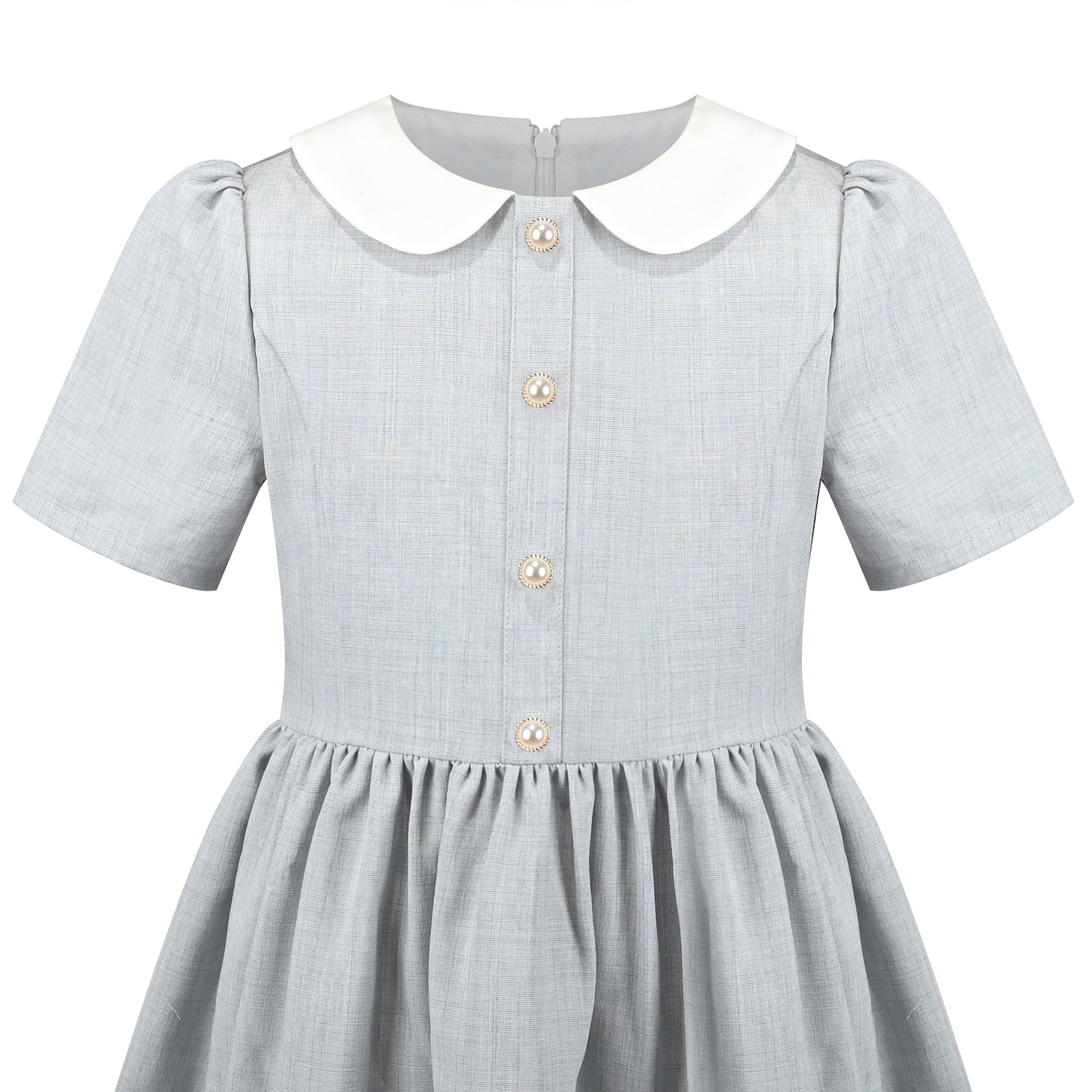 Girls Dress Purple Rainbow White Collar Short Sleeve Casual Birthday Gray