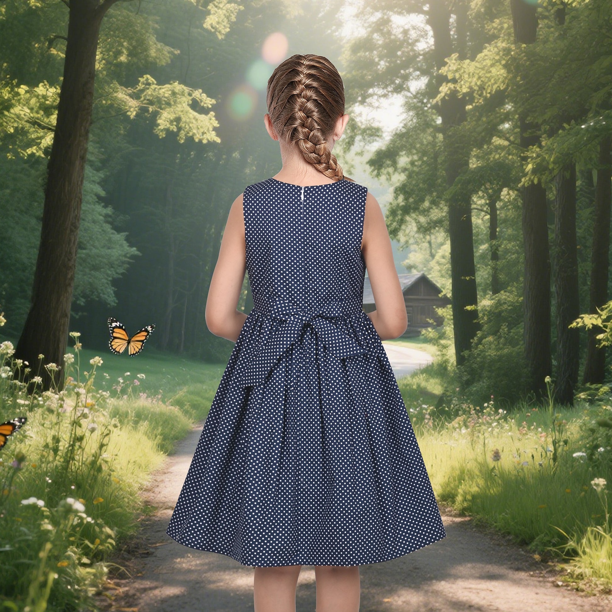 Girls Dress Floral Criss Cross Summer Sundress Sleeveless Casual Daily Blue