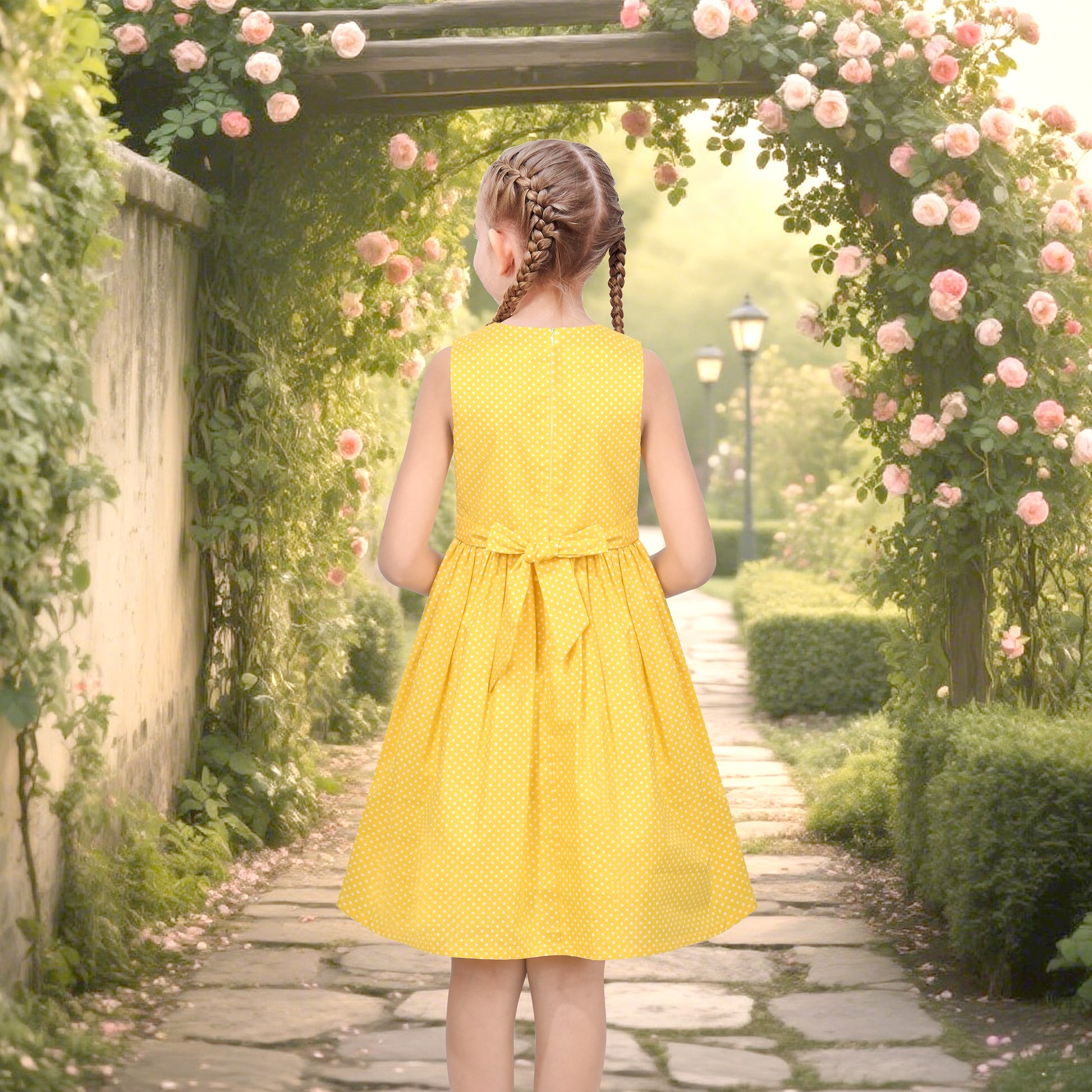 Girls Dress Floral Criss Cross Summer Sundress Sleeveless Casual Daily Yellow