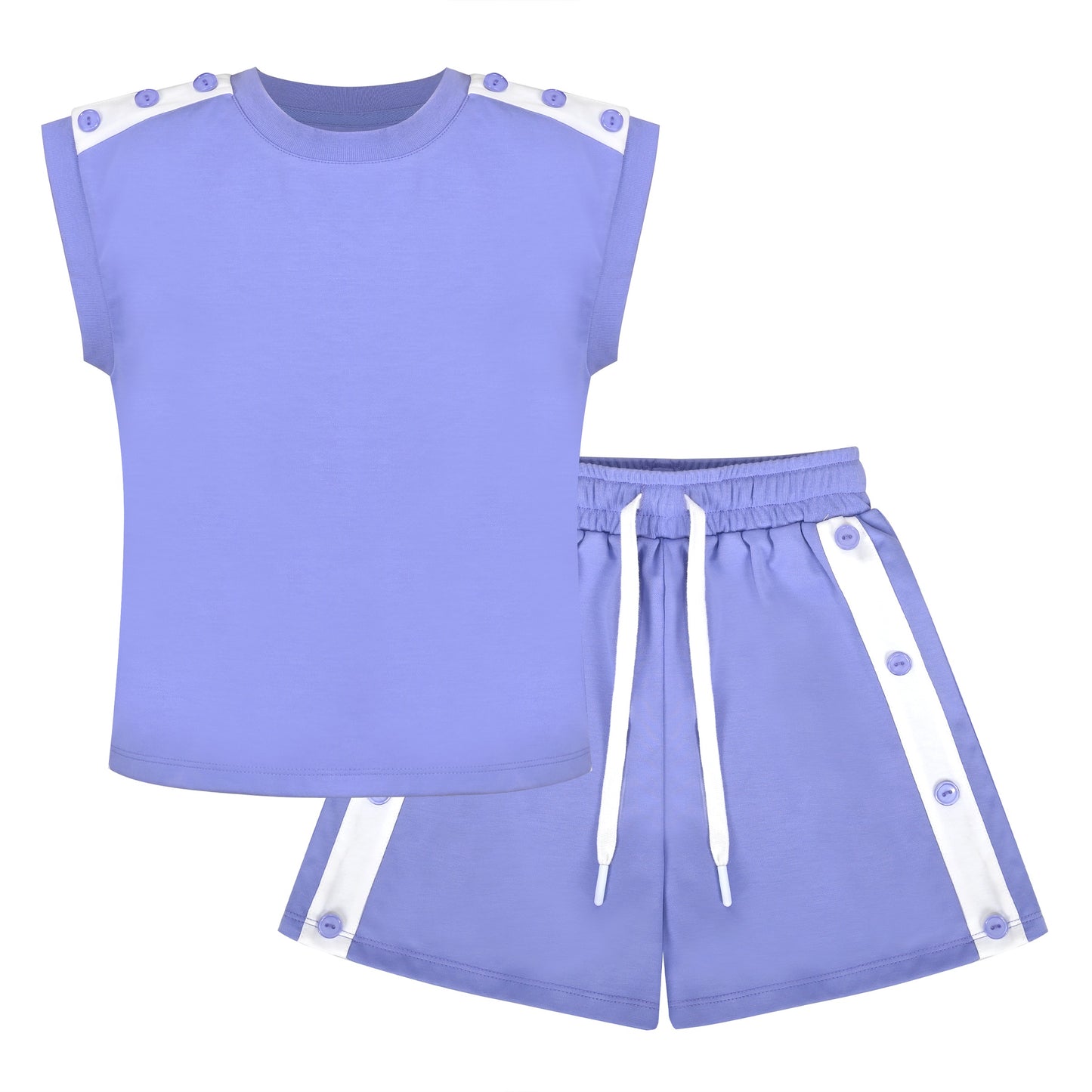 Girls Tee Sport Clothing Outfit Set Glitter Heart s Short Sleeve Blue