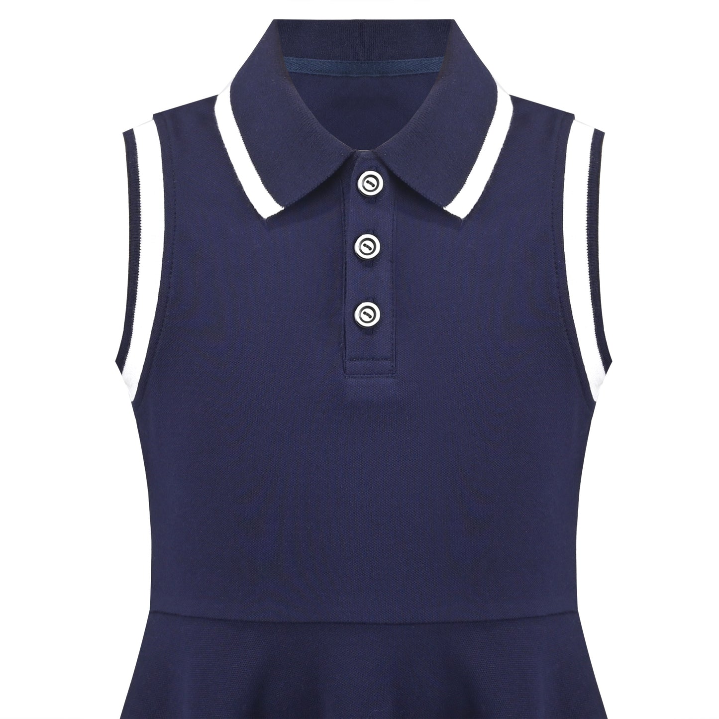 Girls Dress Knit Polo Collar Student Classic Casual Back to School Everyday Blue