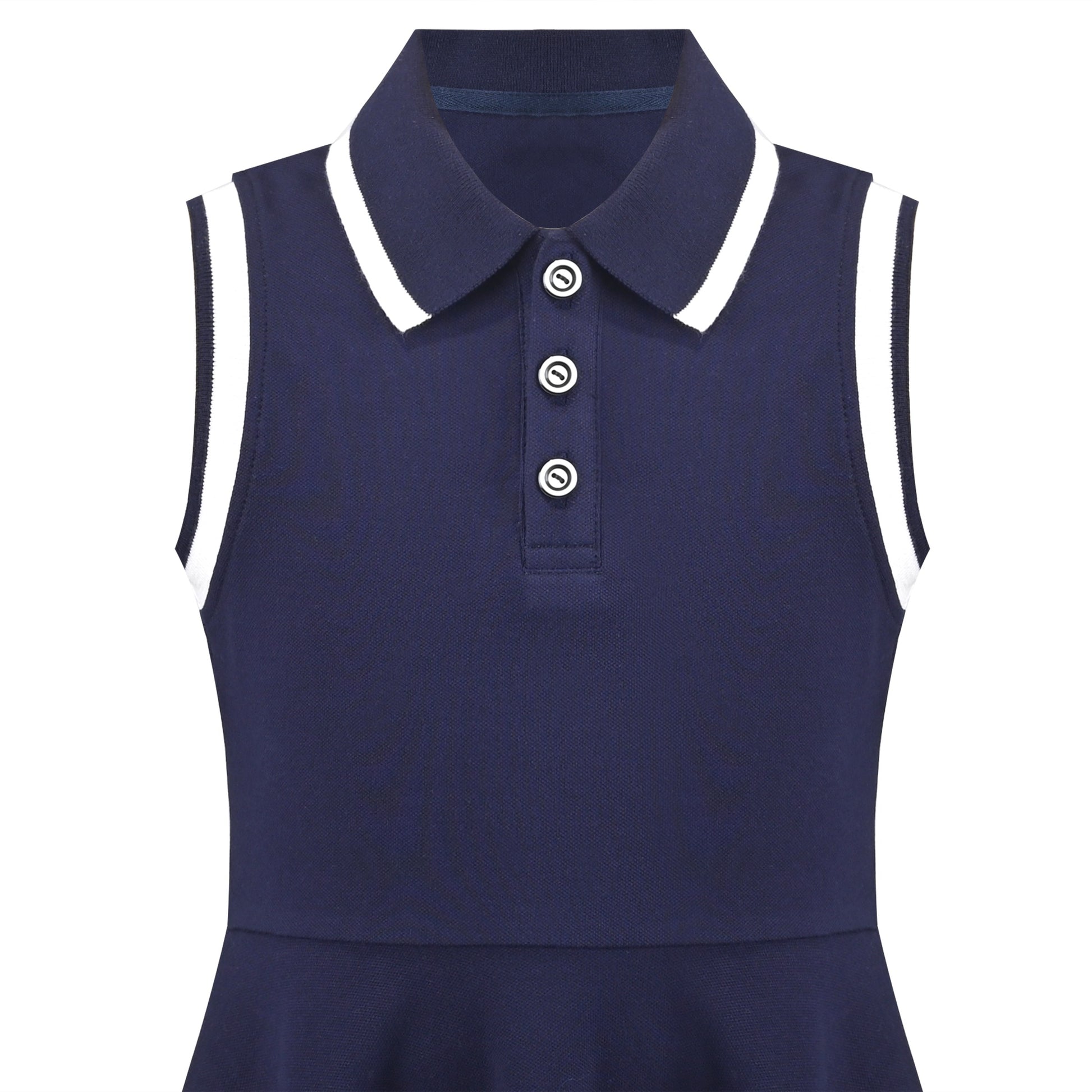 Girls Dress Knit Polo Collar Student Classic Casual Back to School Everyday Blue