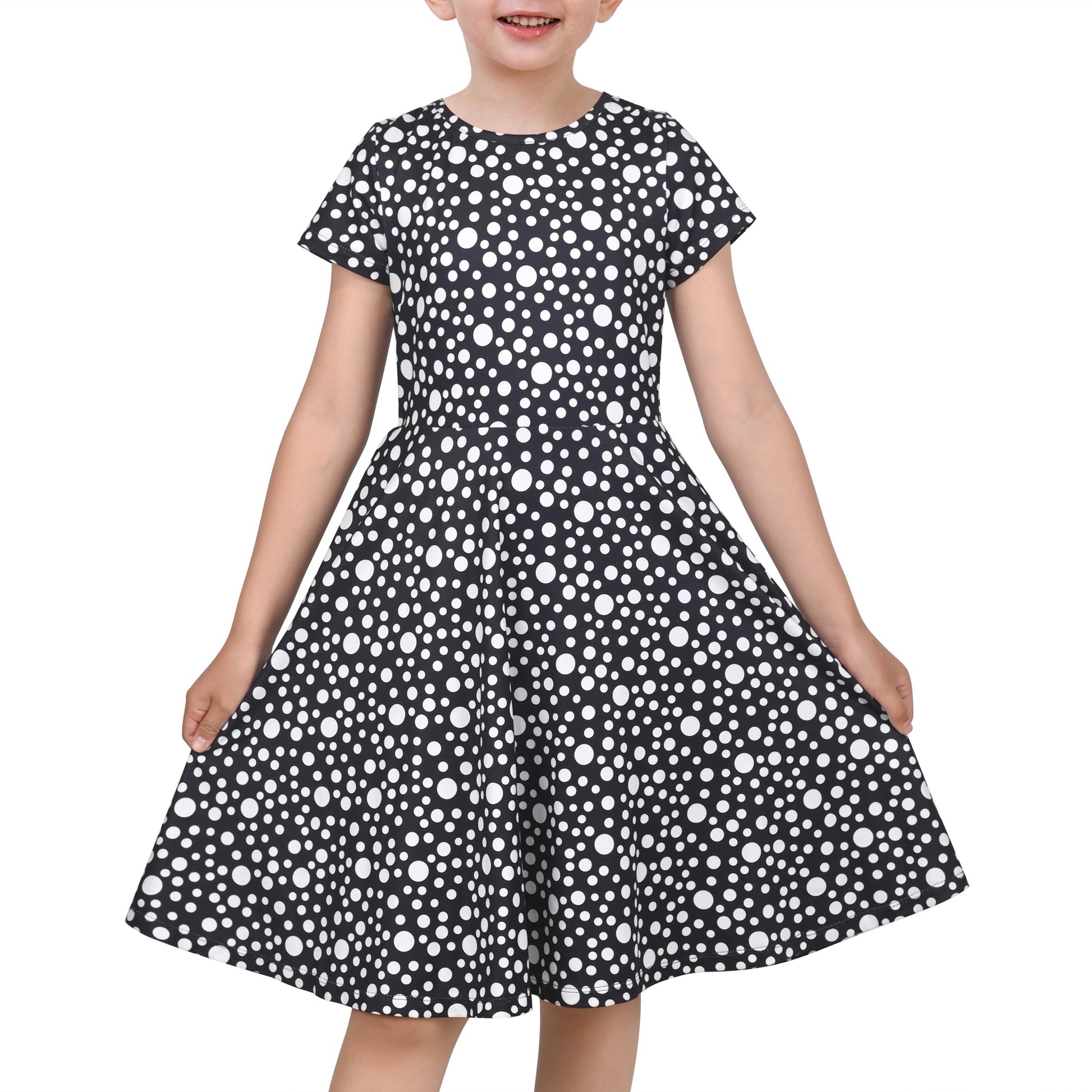 Girls Dress Blue Unicorn Short Sleeve Casual Dress Black