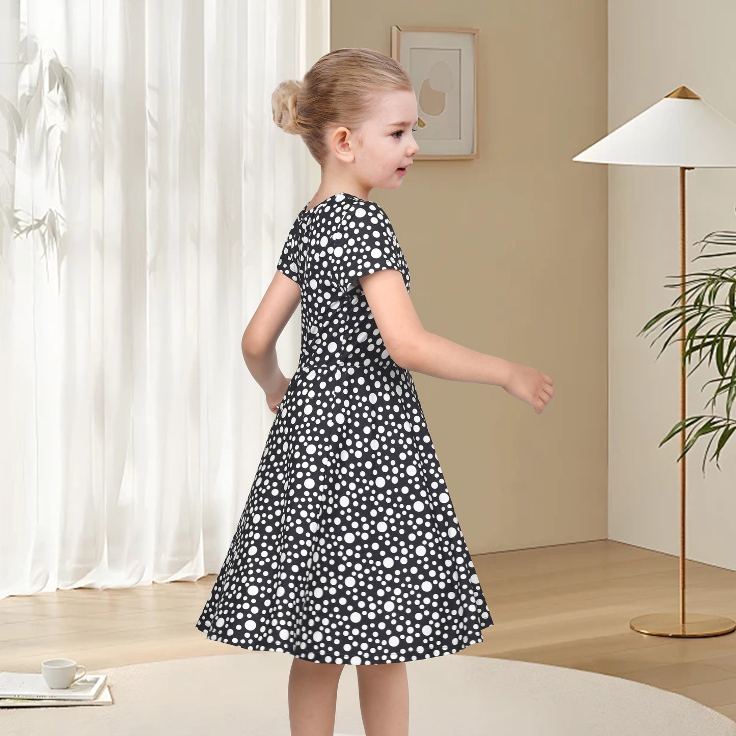 Girls Dress Blue Unicorn Short Sleeve Casual Dress Black