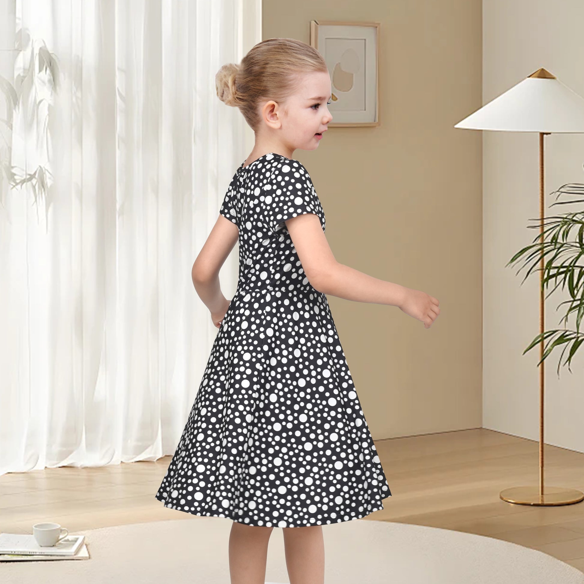 Girls Dress Blue Unicorn Short Sleeve Casual Dress Black
