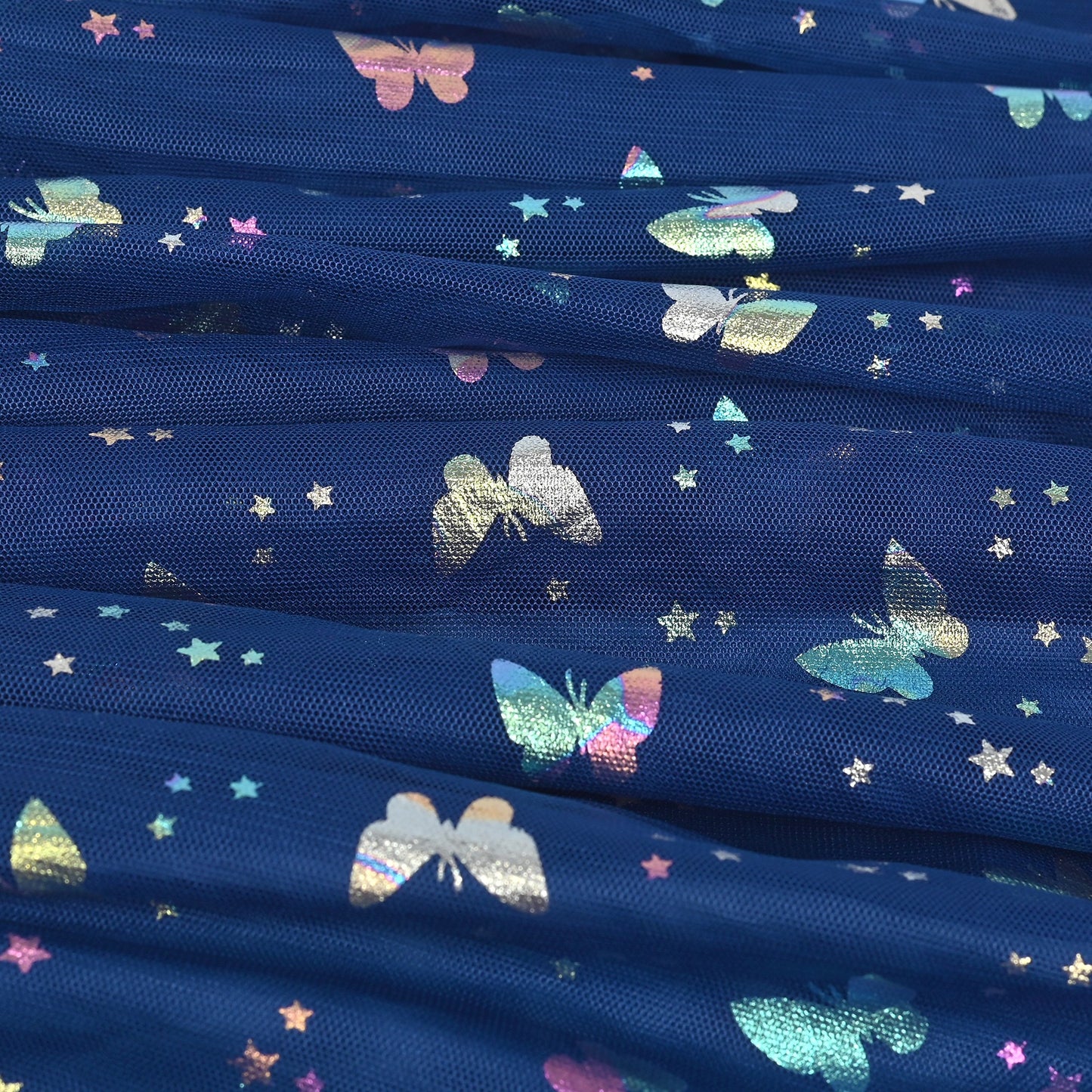 Girls Dress Dancing Girl Print Tutu Short Sleeve Sundress Blue