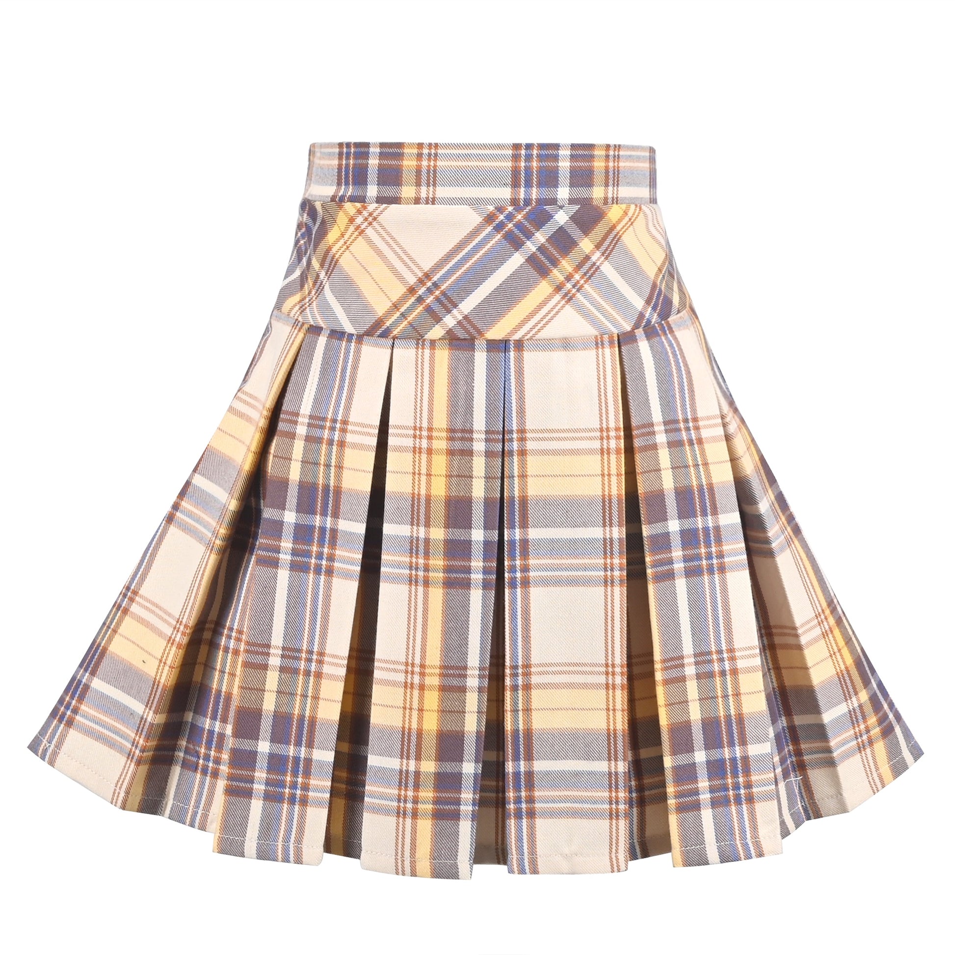 Girls Skirt Back School Uniform Red Tartan Skirt Brown