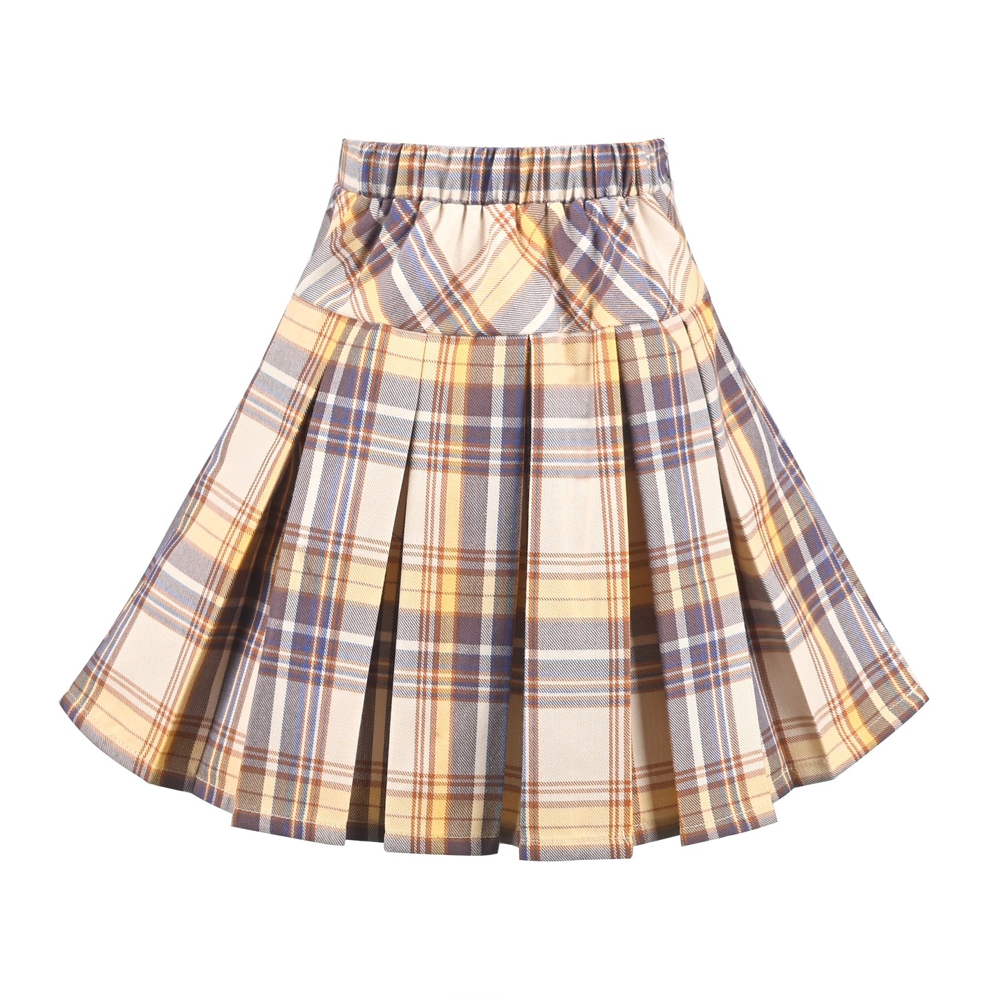 Girls Skirt Back School Uniform Red Tartan Skirt Brown
