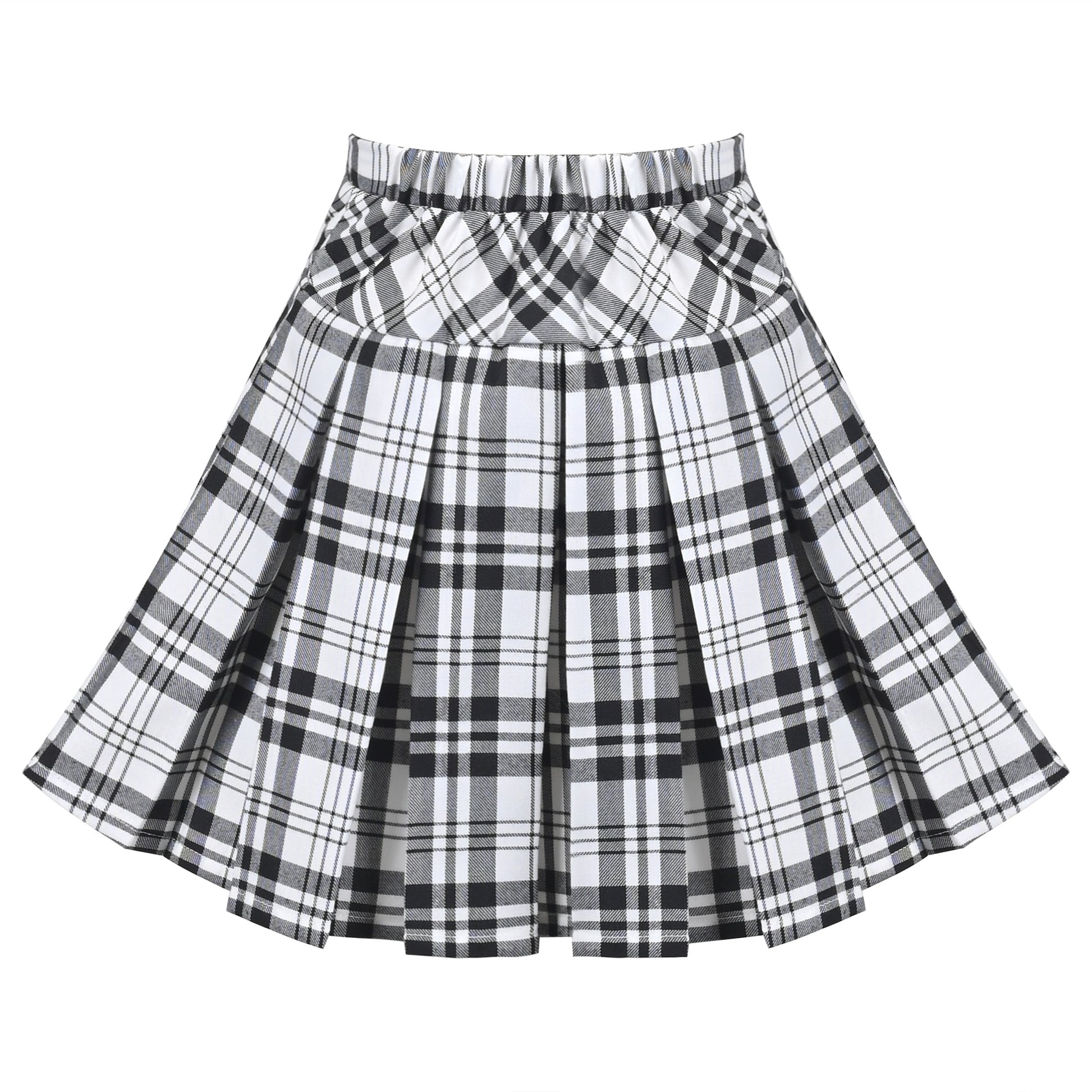 Girls Skirt Back School Uniform Red Tartan Skirt Black