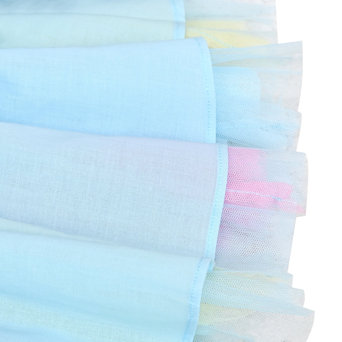 Girls Skirt Rainbow Layered Ruffle Fluffy Tutu Princess Party Birthday - Blue Pink