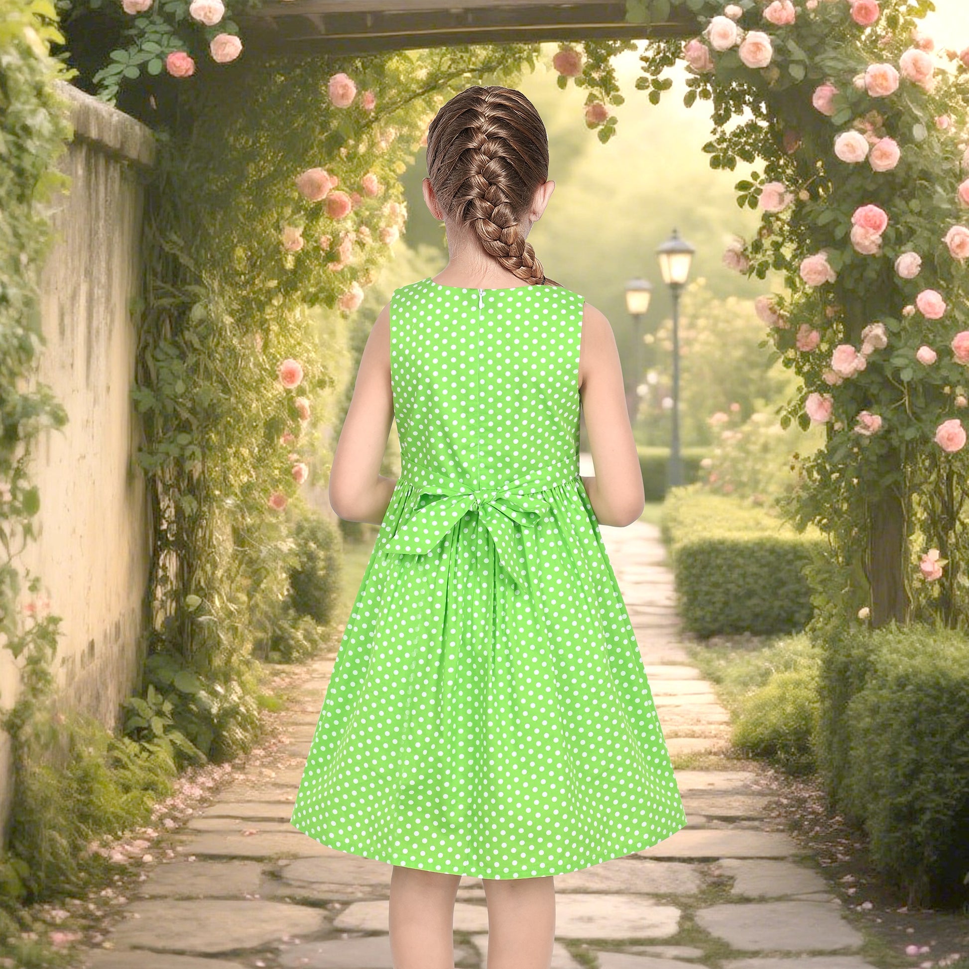 Girls Dress Floral Criss Cross Summer Sundress Sleeveless Casual Daily Green