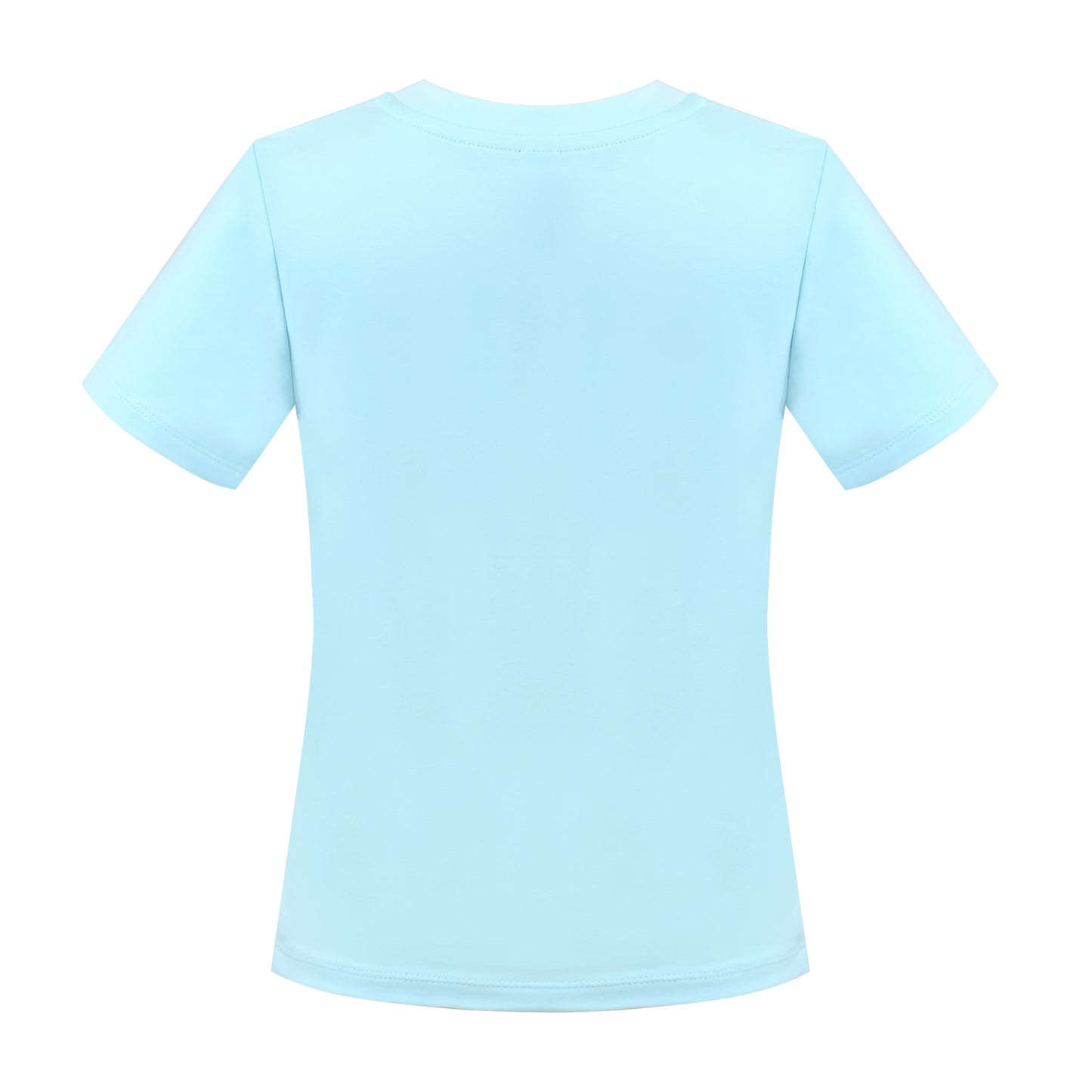 Girls T-shirt Crop Top Pink Lettuce Trim Ribbed Knit Crewneck Daily Blue