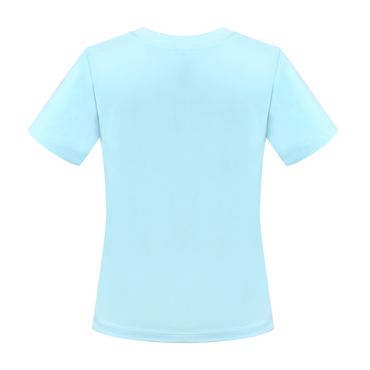 Girls T-shirt Crop Top Pink Lettuce Trim Ribbed Knit Crewneck Daily - Turquoise