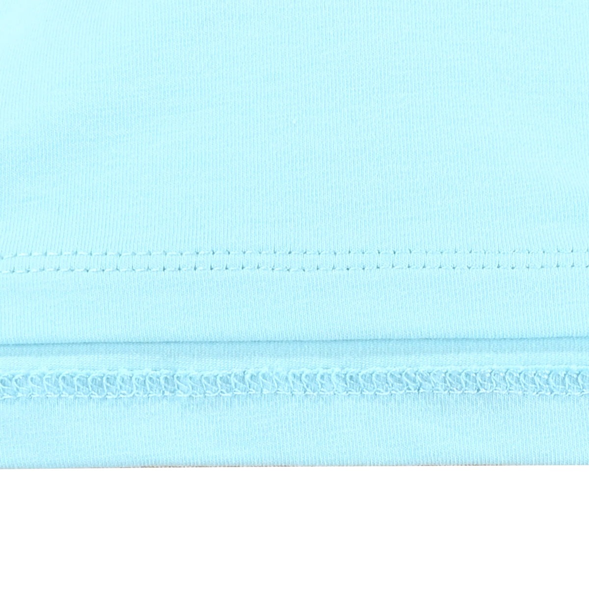 Girls T-shirt Crop Top Pink Lettuce Trim Ribbed Knit Crewneck Daily - Turquoise