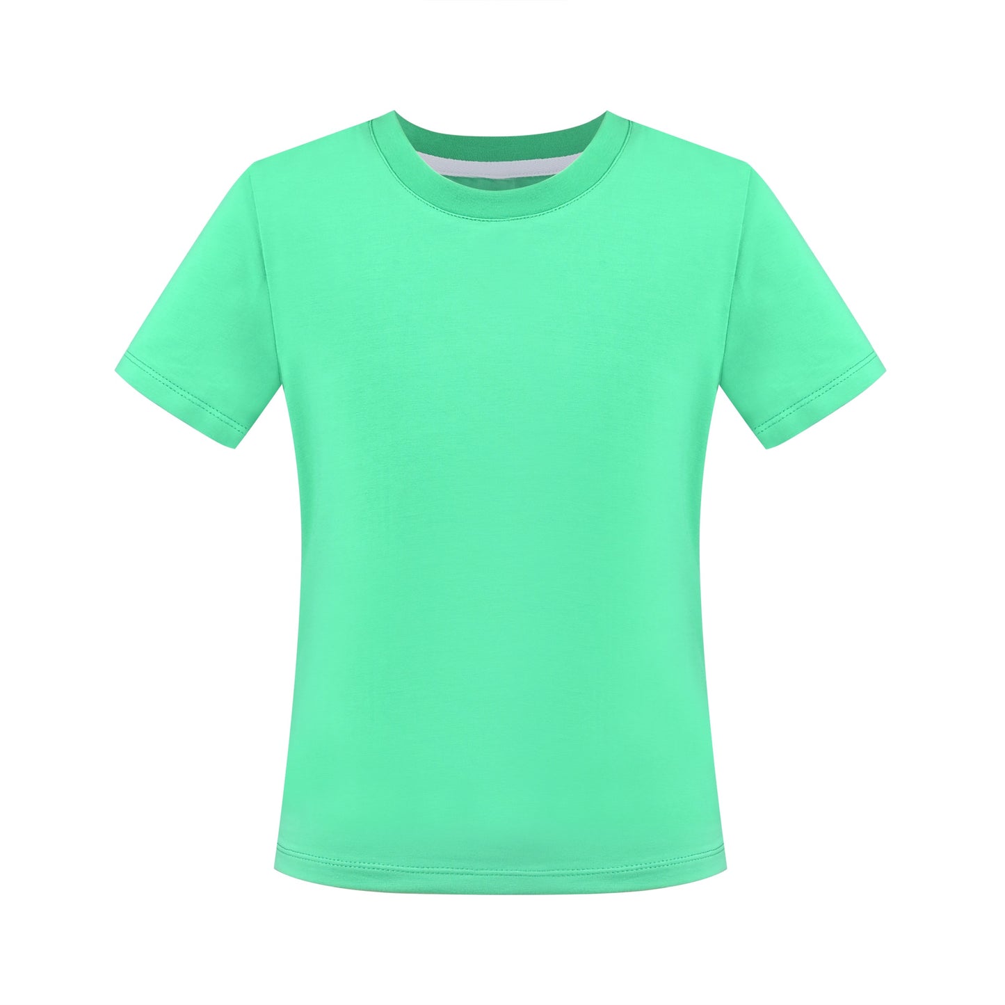 Girls T-shirt Crop Top Pink Lettuce Trim Ribbed Knit Crewneck Daily Green