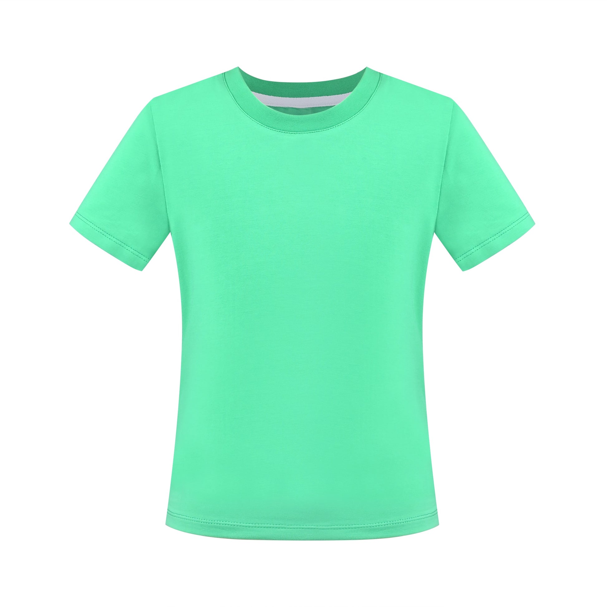 Girls T-shirt Crop Top Pink Lettuce Trim Ribbed Knit Crewneck Daily Green