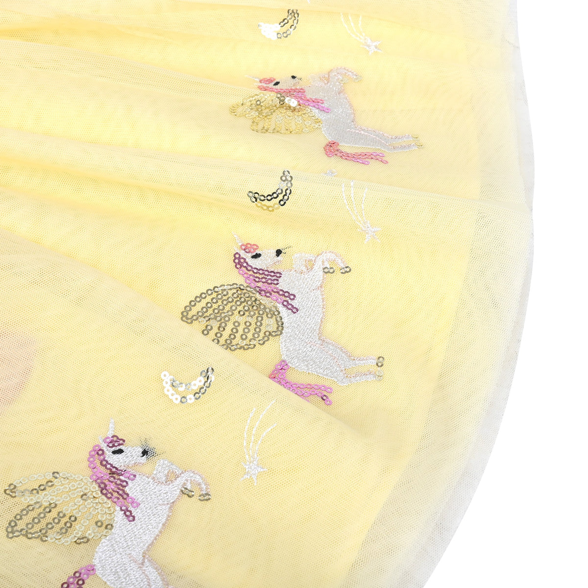 Girls Skirt Blue Heart Sequins Sparkling Tutu Dancing - Yellow Unicorn
