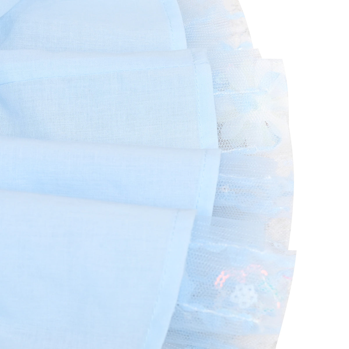 Girls Skirt Blue Heart Sequins Sparkling Tutu Dancing - Blue Embroidery Flower