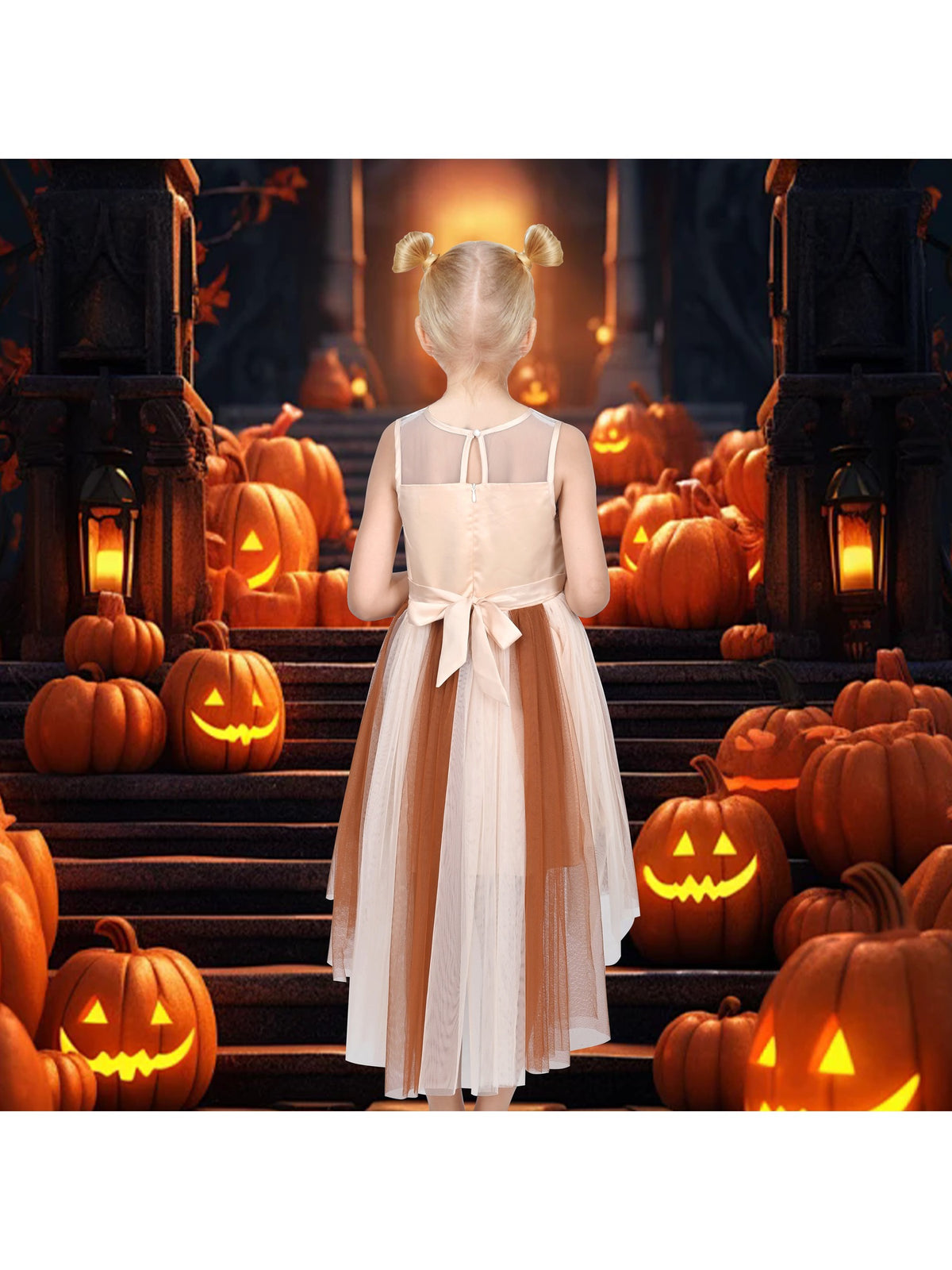 Girls Dress Sequin Mesh Party Wedding Princess Tulle - Brown Owl