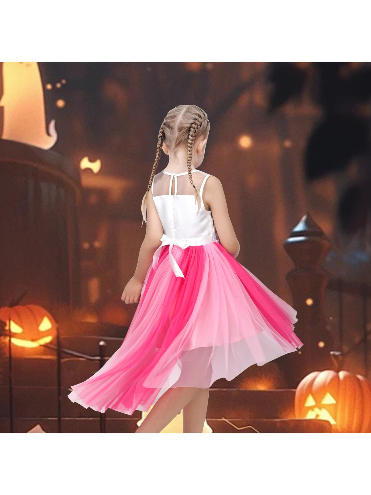 Girls Dress Sequin Mesh Party Wedding Princess Tulle - Pink Piggy