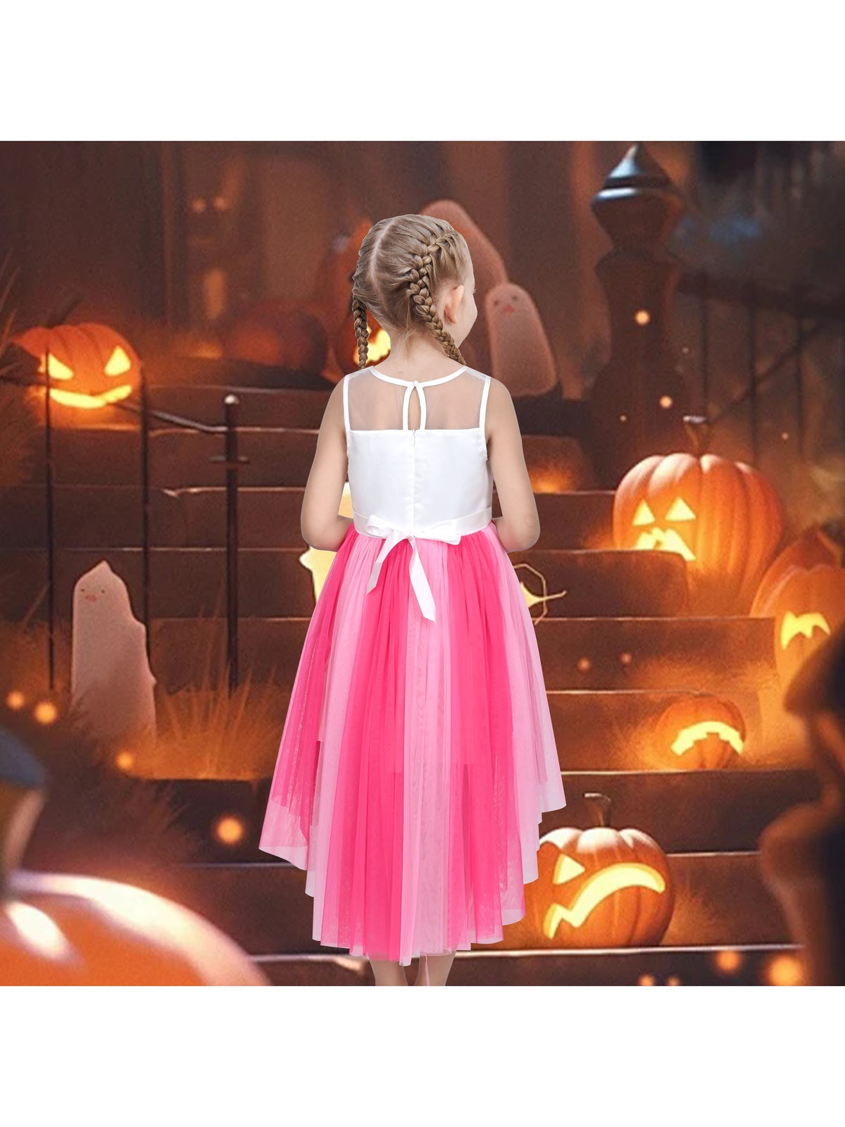 Girls Dress Sequin Mesh Party Wedding Princess Tulle - Pink Piggy
