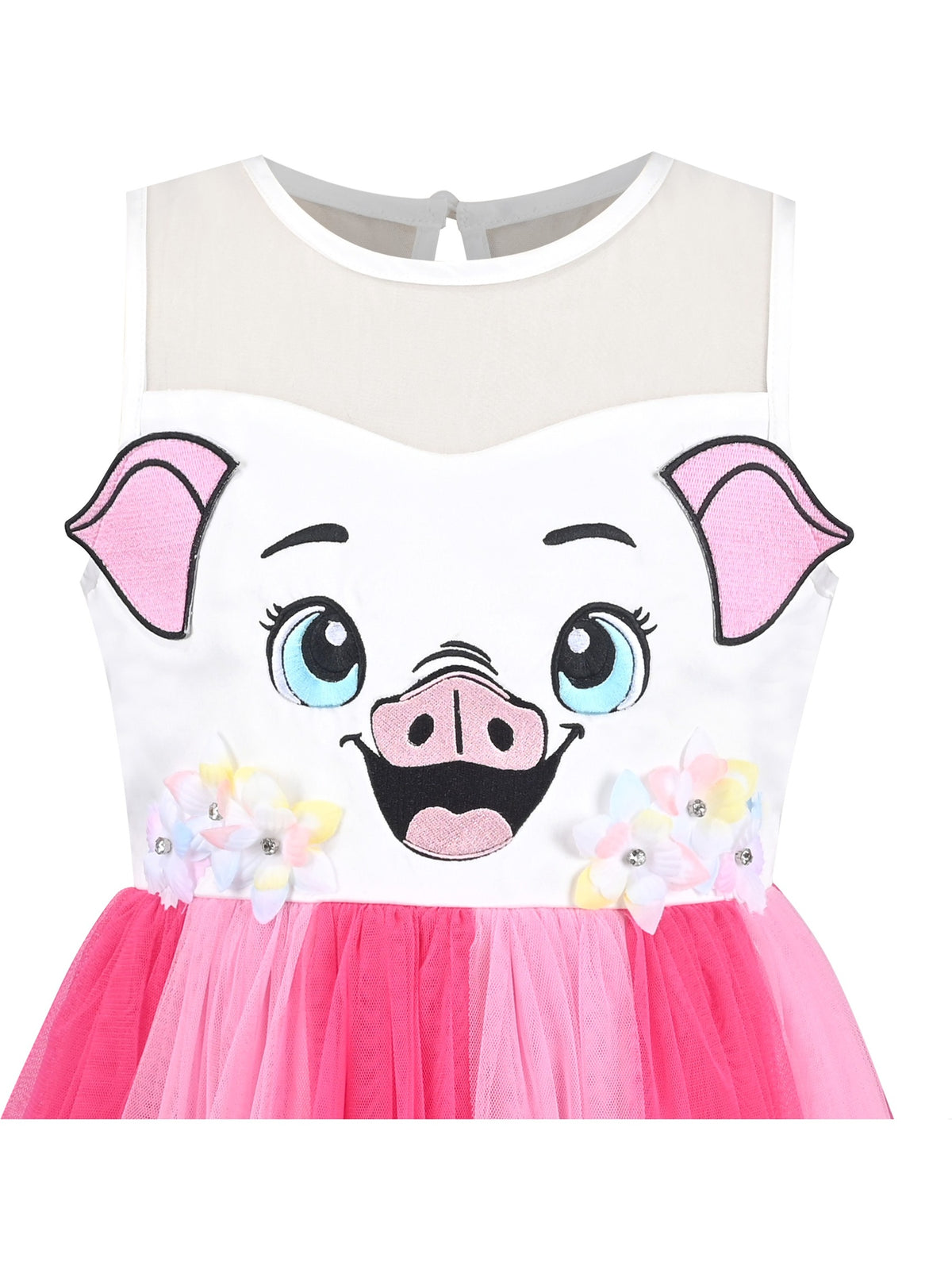 Girls Dress Sequin Mesh Party Wedding Princess Tulle - Pink Piggy