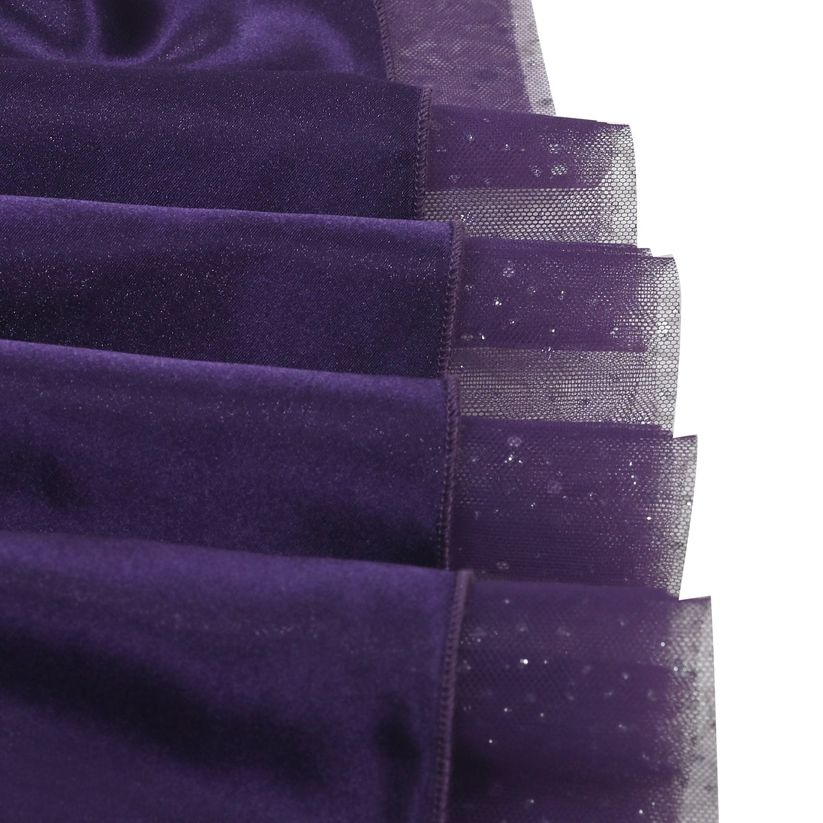Girls Dress Green Lace Tulle Gradient Skirt Shiny Star Sleeveless - Dark Purple