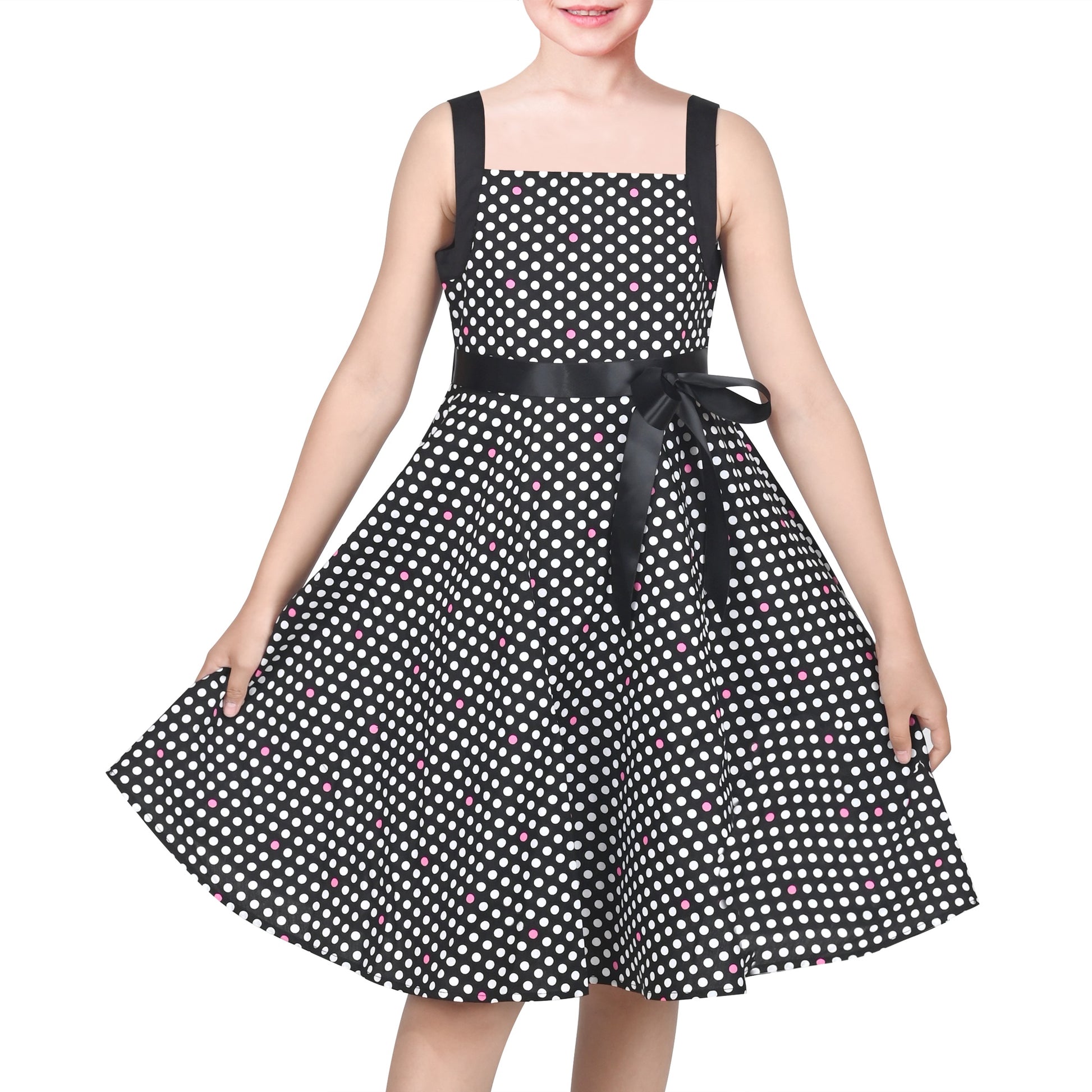 Girls Dress Leopard Doll Surprise Party Swing Dress Black