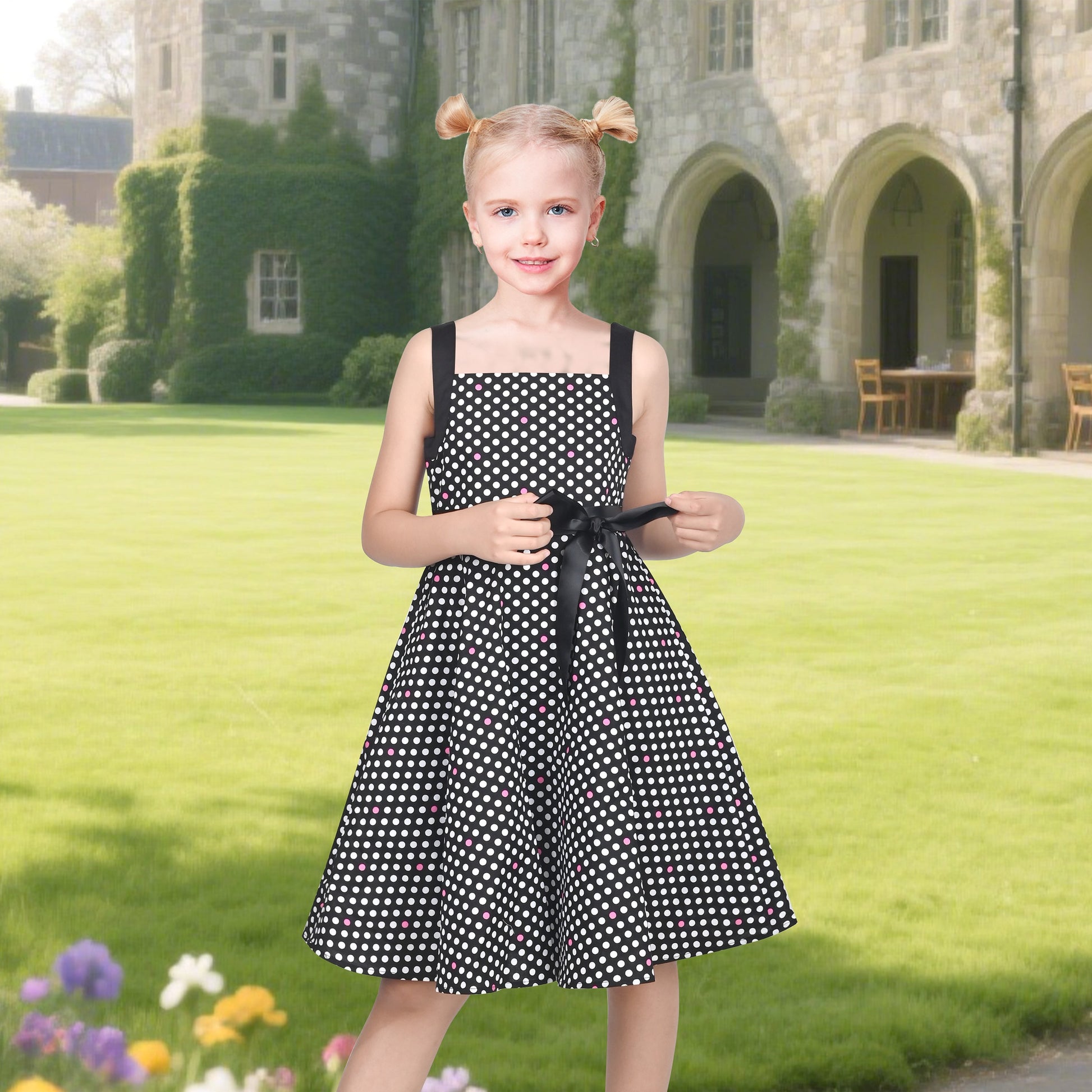 Girls Dress Leopard Doll Surprise Party Swing Dress Black