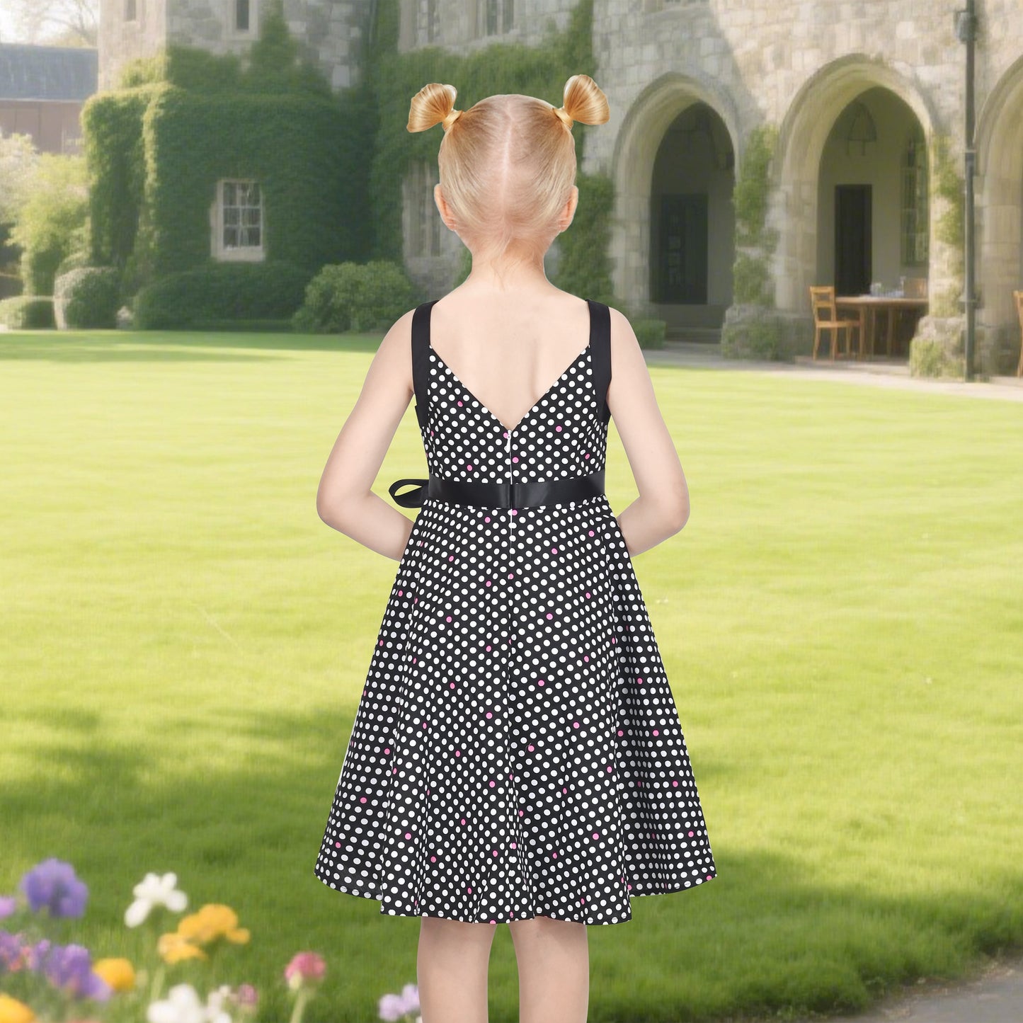 Girls Dress Leopard Doll Surprise Party Swing Dress Black