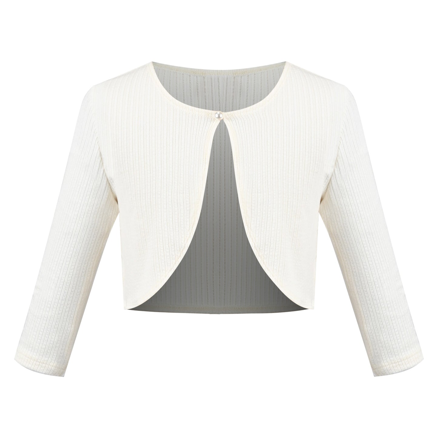Girls Bolero Shrug Cropped Cardigan Long Sleeve Button Knit Sweater Black White