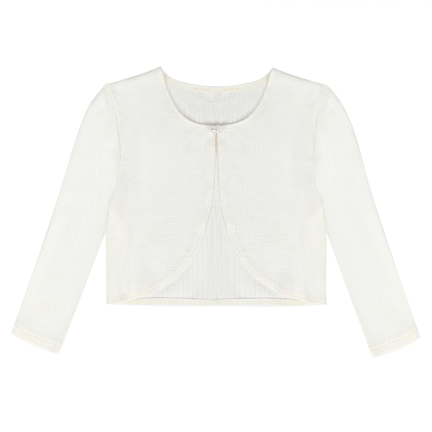 Girls Bolero Shrug Cropped Cardigan Long Sleeve Button Knit Sweater Black White