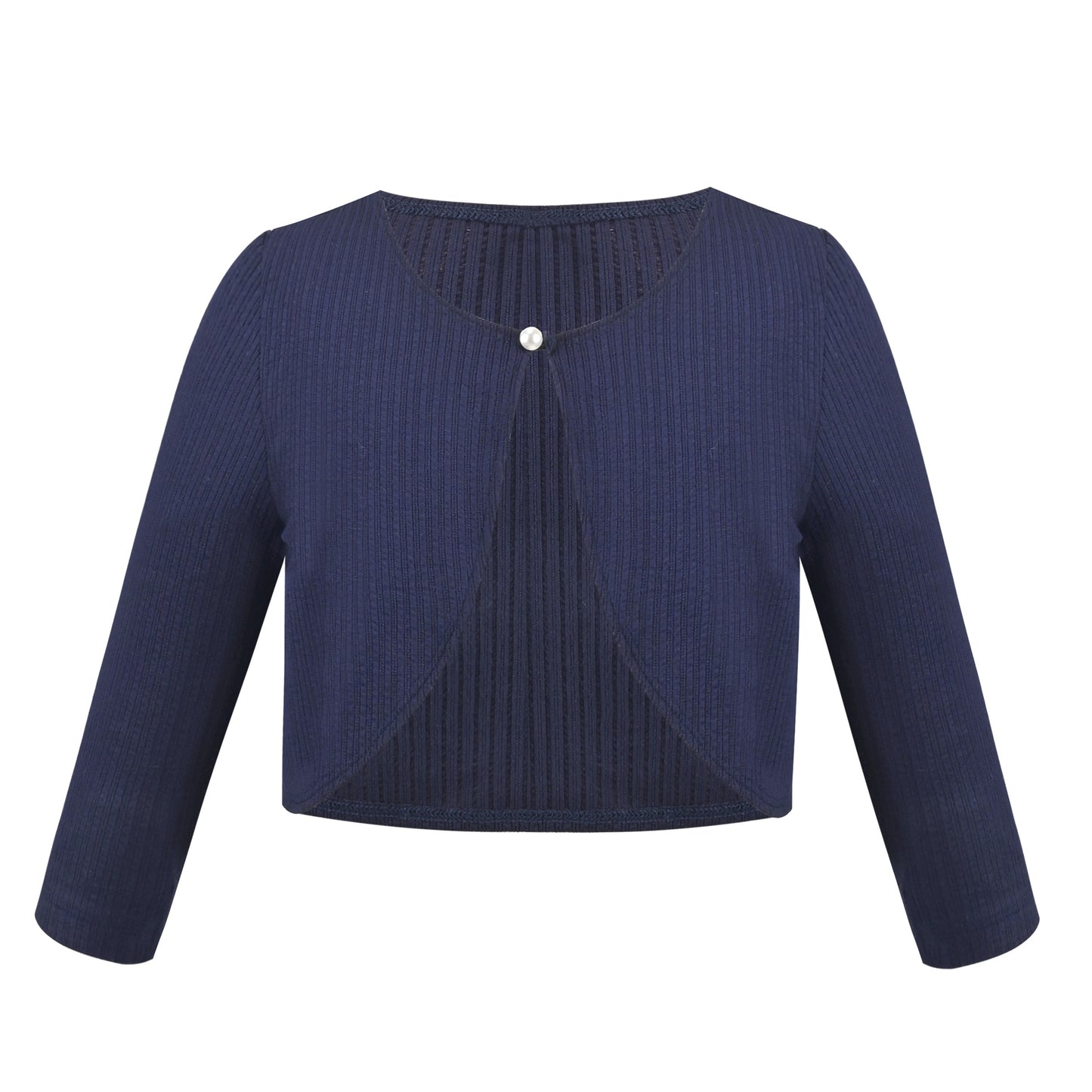 Girls Bolero Shrug Cropped Cardigan Long Sleeve Button Knit Sweater Black Blue