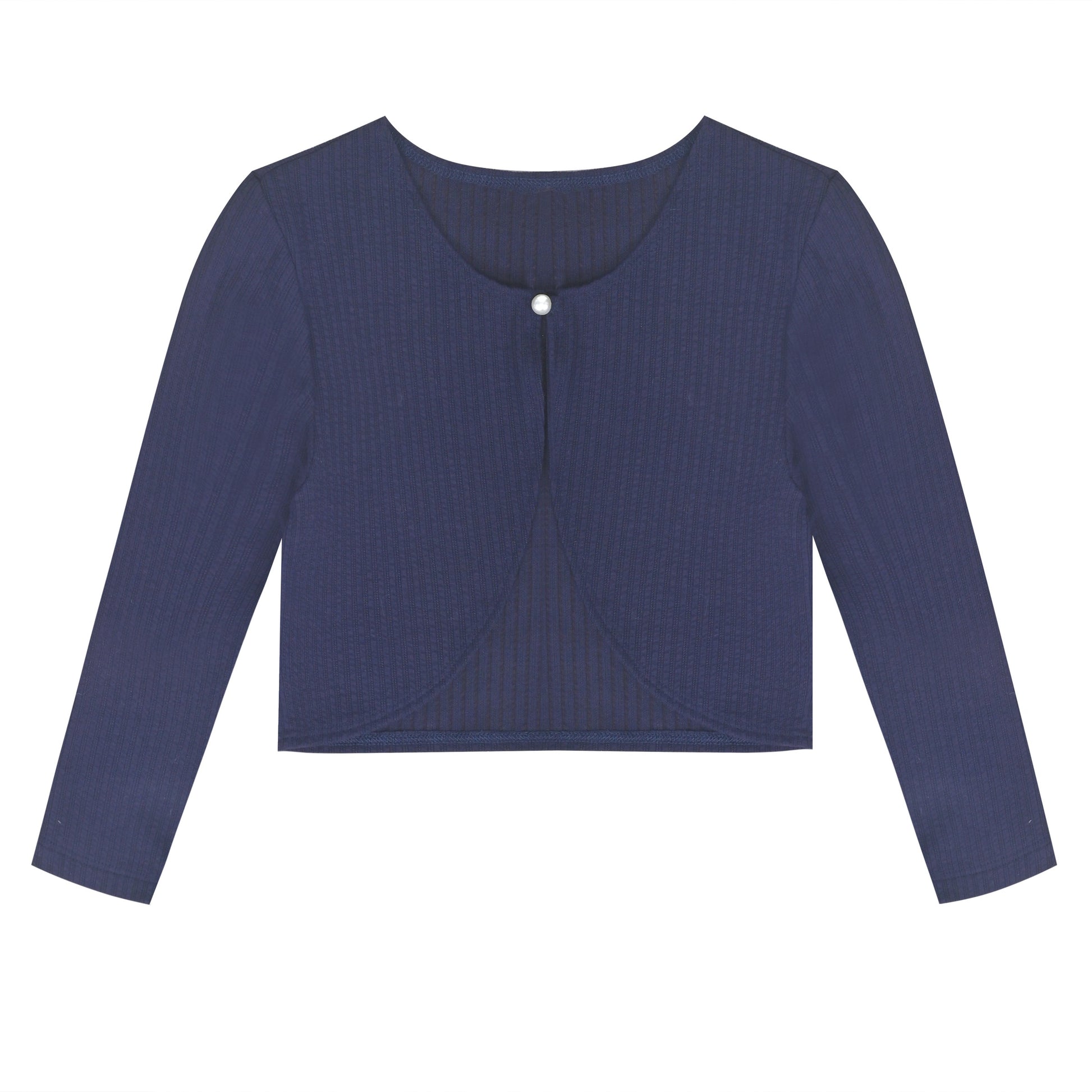 Girls Bolero Shrug Cropped Cardigan Long Sleeve Button Knit Sweater Black Blue