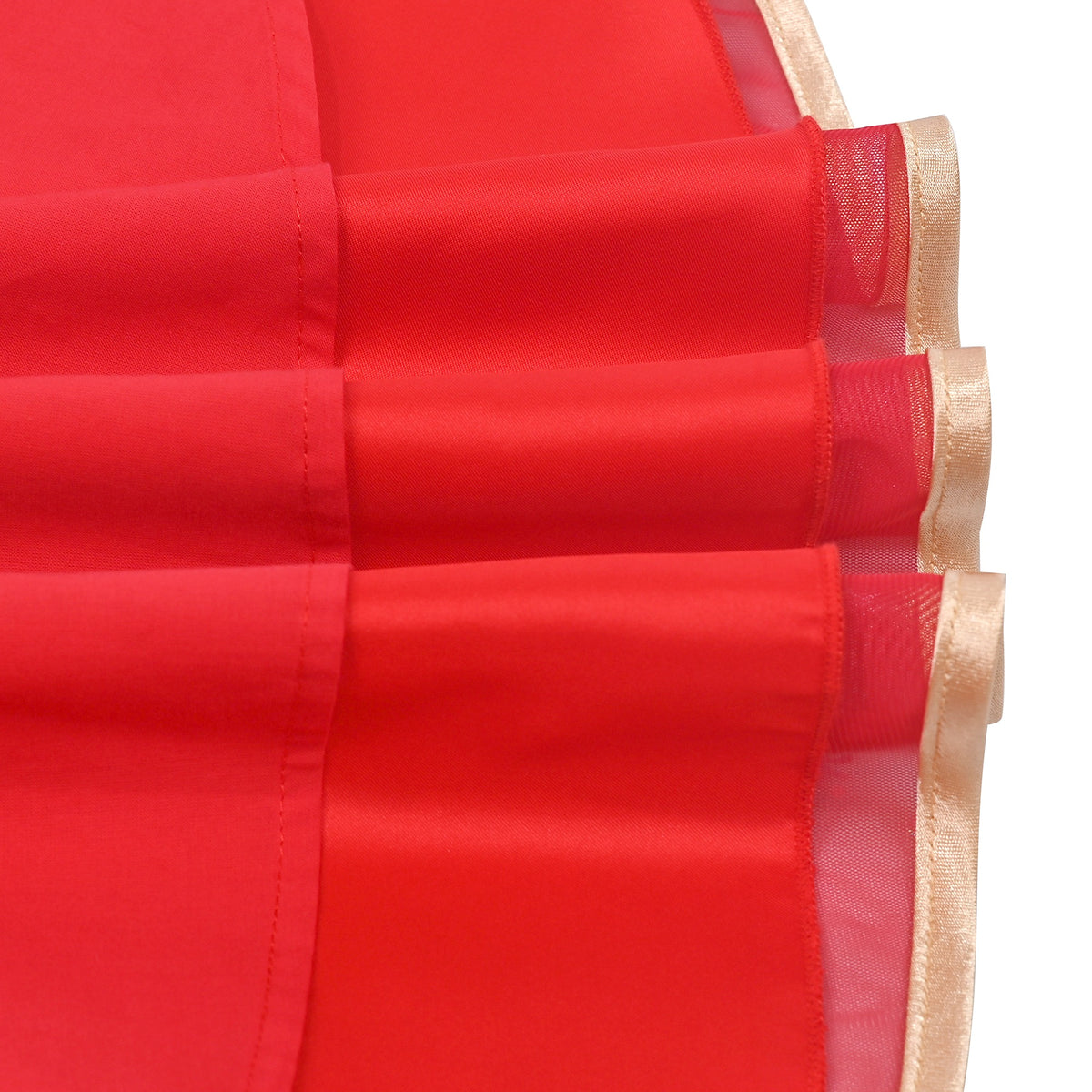 3 Layers Girls Dress Pink Flower Wave Pageant Wedding Kids Clothing - Red Snowfllake