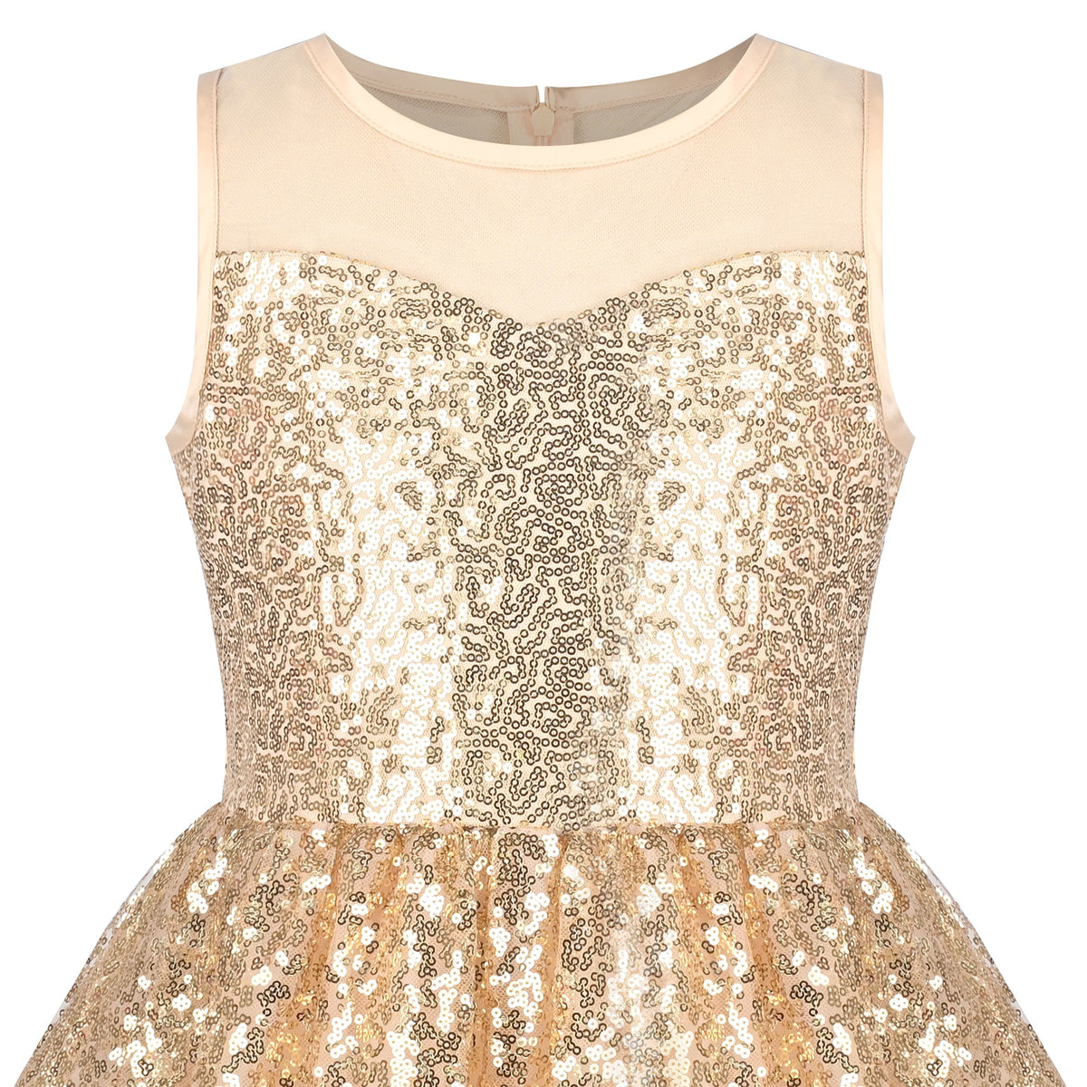 Girls Dress Green Lace Tulle Gradient Skirt Shiny Star Sleeveless - Gold Butterfly