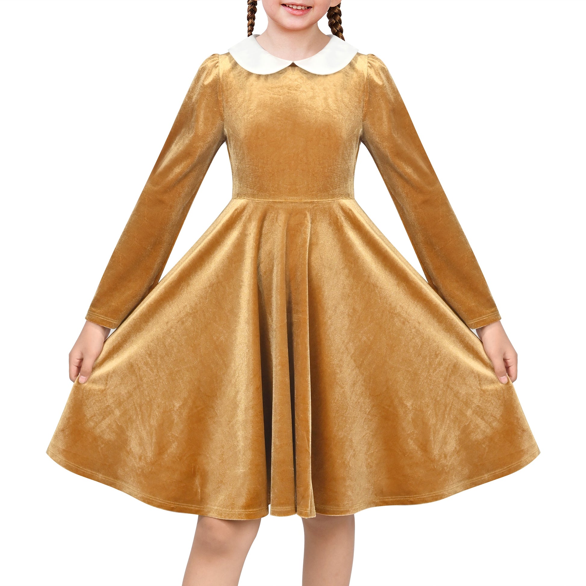 Girls Dress Pink Sequin Butterfly Vintage Long Sleeve Casual Warm Winter Metallic