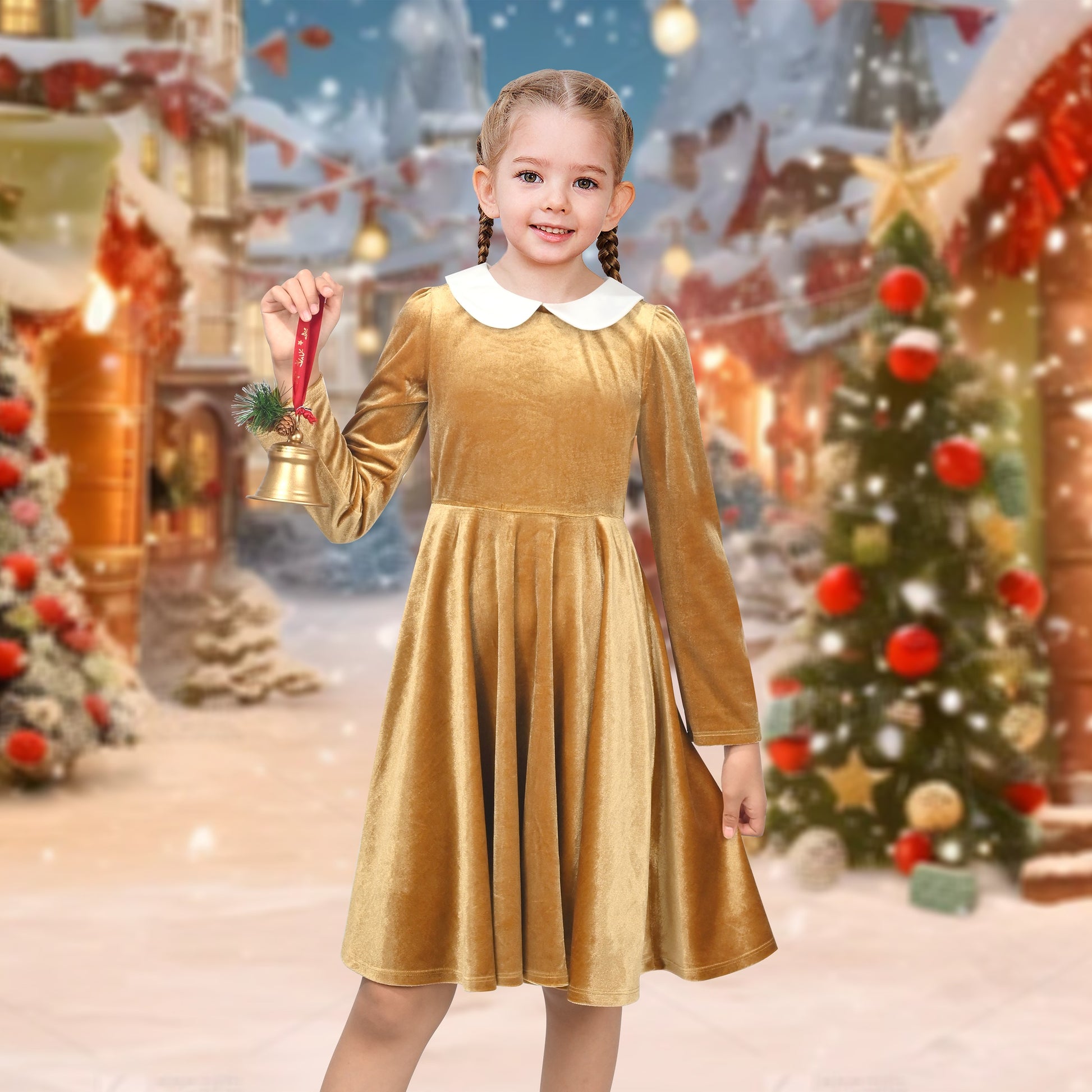 Girls Dress Pink Sequin Butterfly Vintage Long Sleeve Casual Warm Winter Metallic