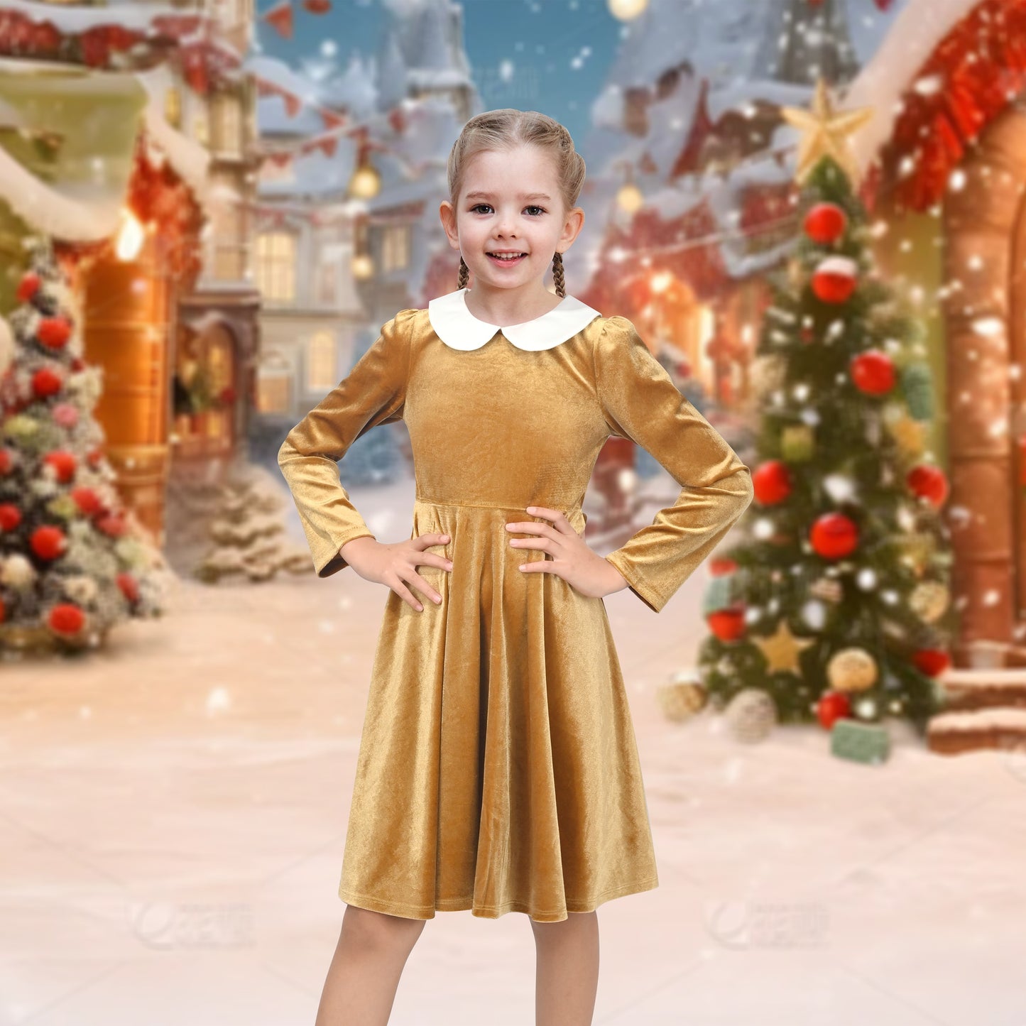 Girls Dress Pink Sequin Butterfly Vintage Long Sleeve Casual Warm Winter Metallic